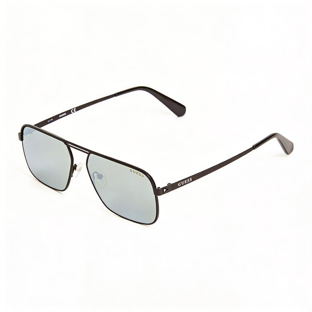 GUESS Men's Classic Metal UV Protected Sunglasses, Matte Black with Grey Gradient Lenses 58mm