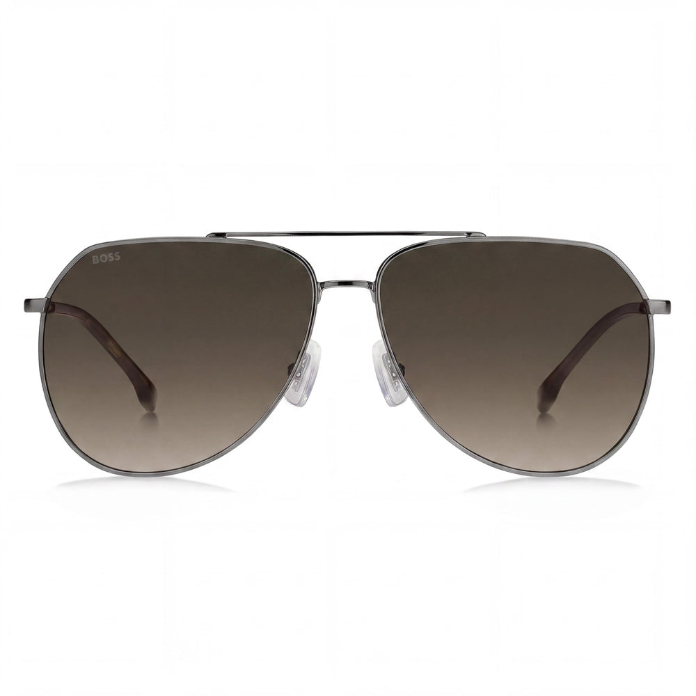Gafas de sol para hombre Hugo Boss INTERNATIONAL, de metal, rutenio oscuro, con degradado marrón y 100% protección UV, 61 mm