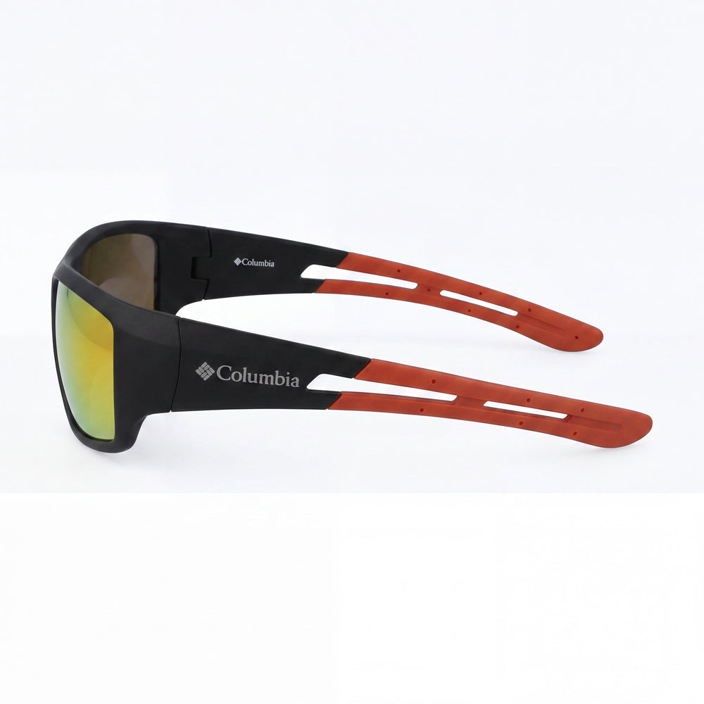 Columbia Utilizer Gafas de Sol Envolventes Polarizadas con Protección UV para Hombre, Negro Mate Naranja 62mm