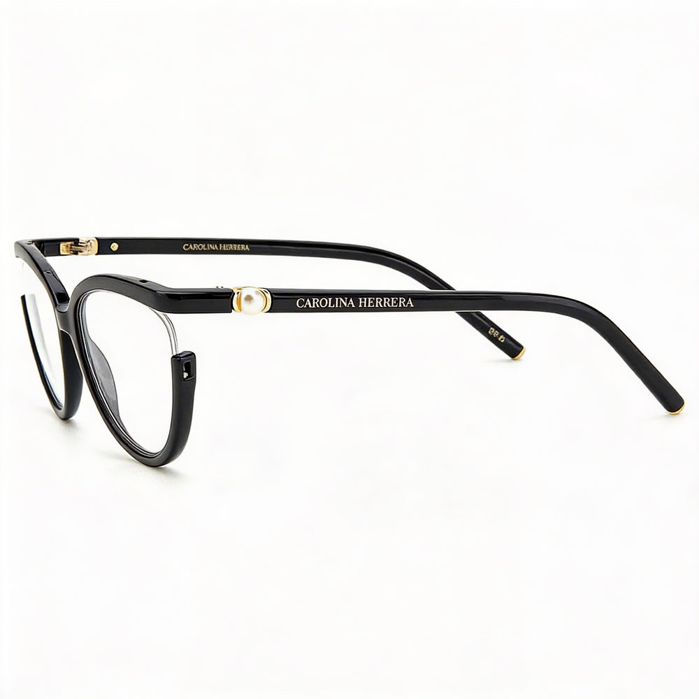 Carolina Herrera Casual Women's Transparent Black Polyamide Frame Eyewear with Black Lenses 55-18-140mm