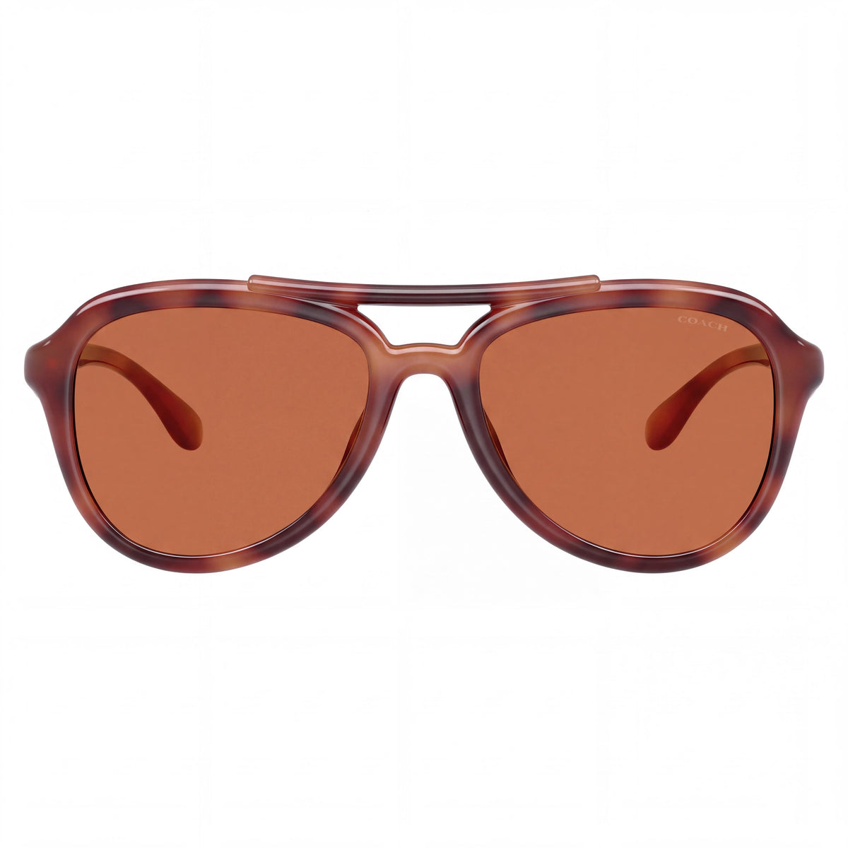 Coach Hc8406u Women's Aviator Sunglasses, Caramel Tortoise Plastic Frame, Brown Solid Lenses, 100% UV Protection, 55mm, Photo 2
