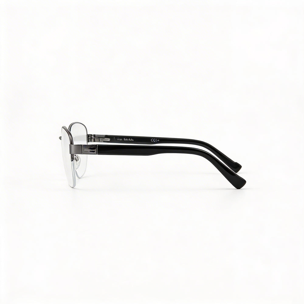 Montura de gafas metálica Pierre Cardin para hombre, color ruten oscuro con lentes de plástico transparente, talla 56-18-140