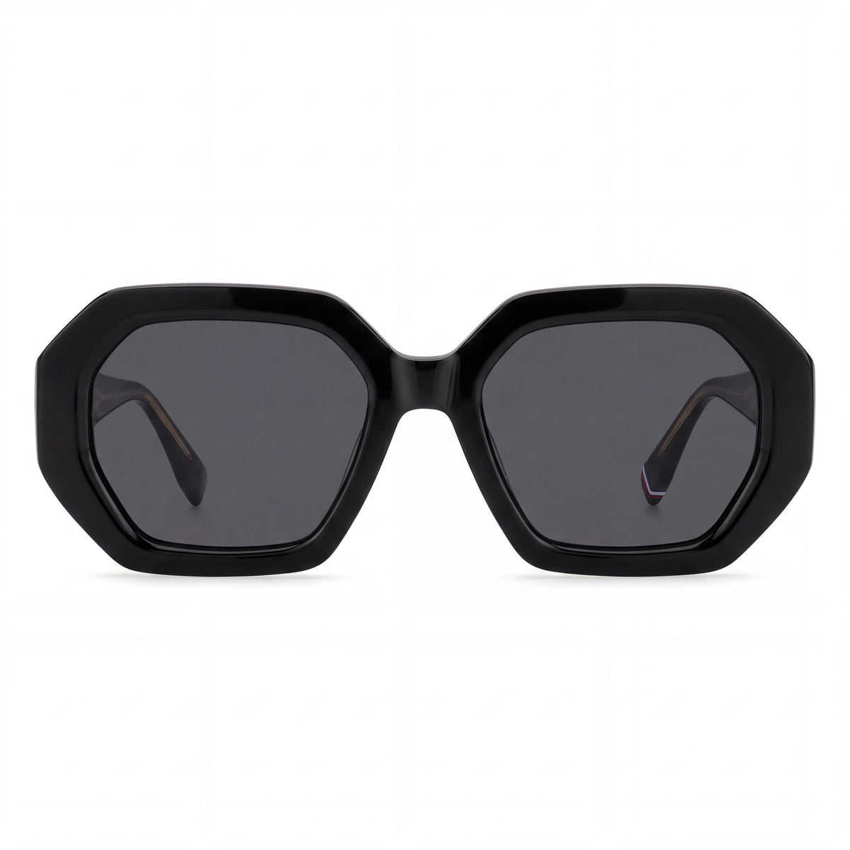 Tommy Hilfiger Th 2155/S Rectangular Geometrical Women's 100% UV Protection Sunglasses Black Striped, White/Grey Acetate Frame 52mm, Photo 2