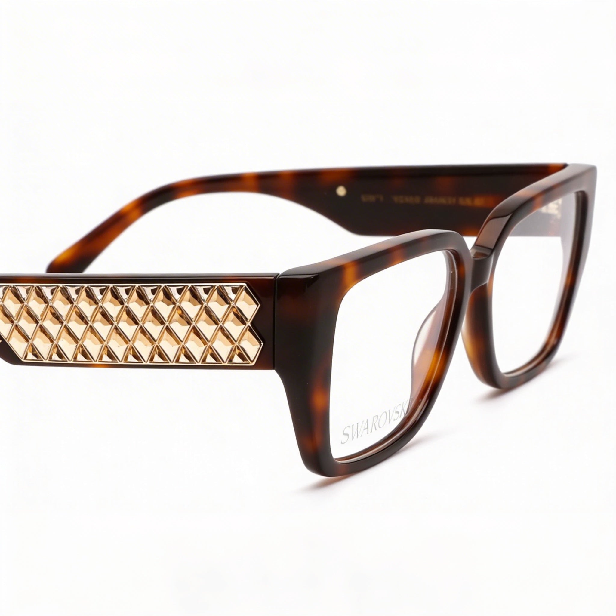 Swarovski Sk5446 Women's Blonde Havana Plastic Frame with Polycarbonate Clear Lenses 54-16-140mm, Photo 3