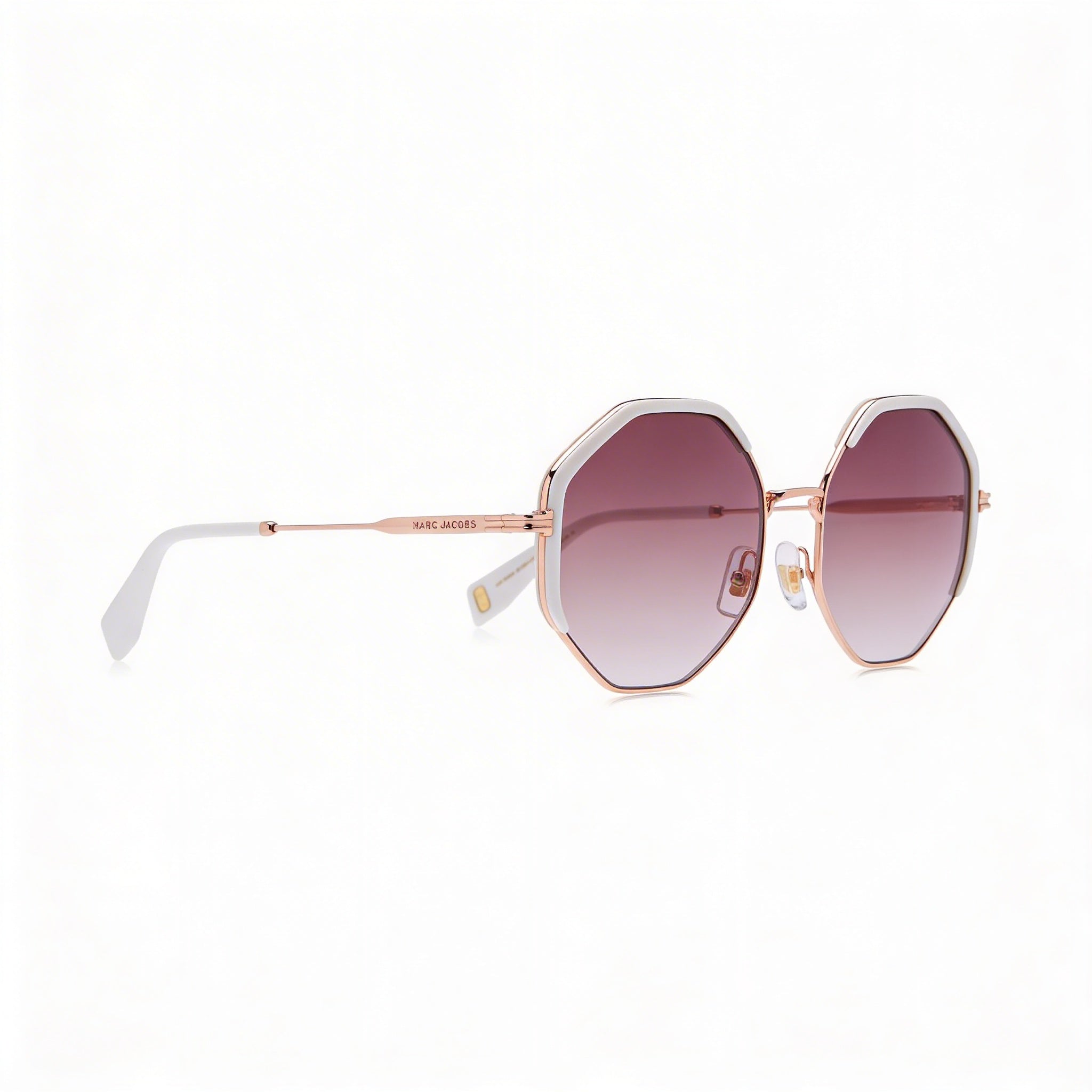 Gafas de sol Marc Jacobs Casual para mujer, de metal, con protección UV, montura de oro rosa blanco y lentes marrones degradadas de 56 mm, Photo 3
