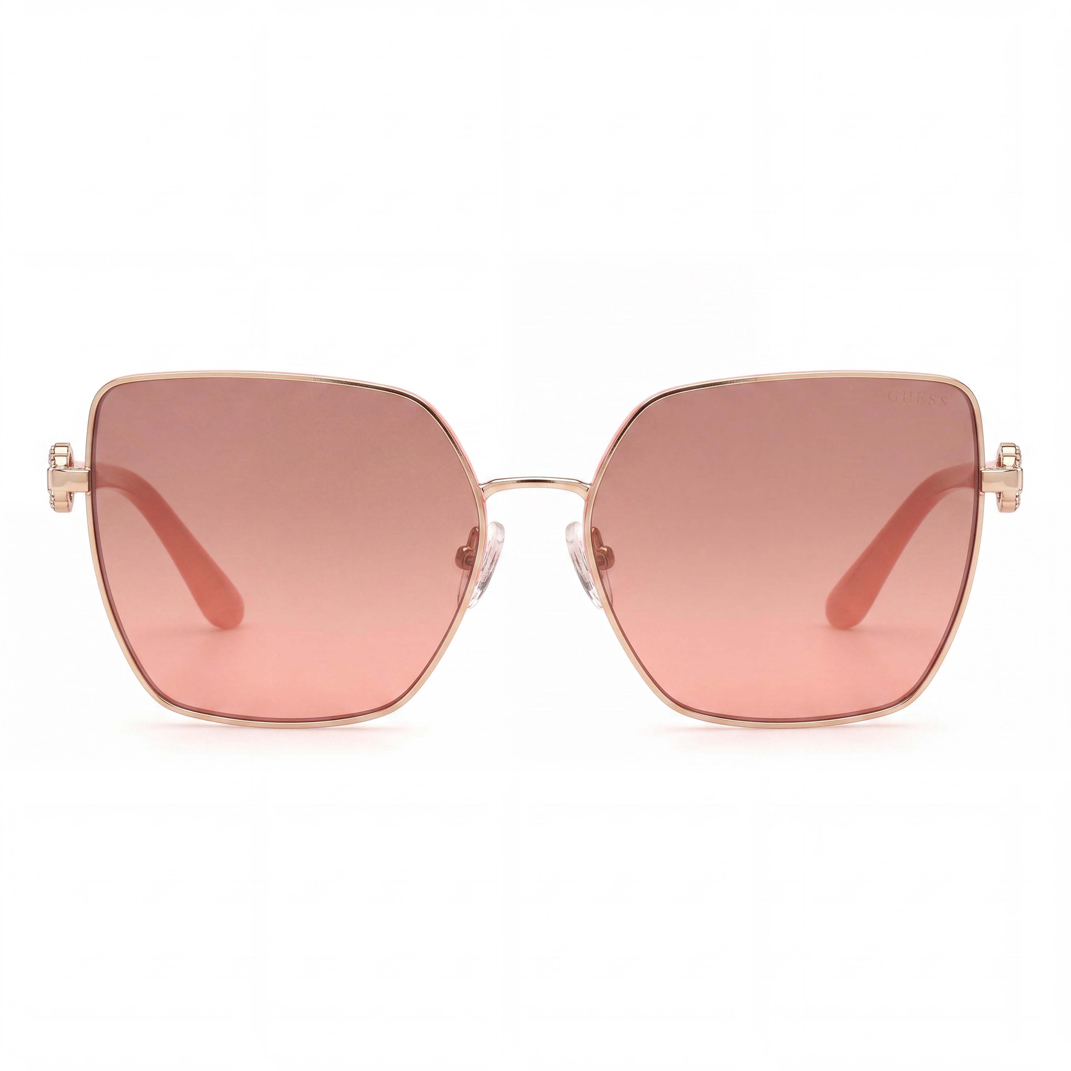 GUESS GU7790 Gafas de sol de metal de mariposa para mujer Marco dorado degradado marrón Lentes degradado naranja a oscuro 61 mm, Photo 2