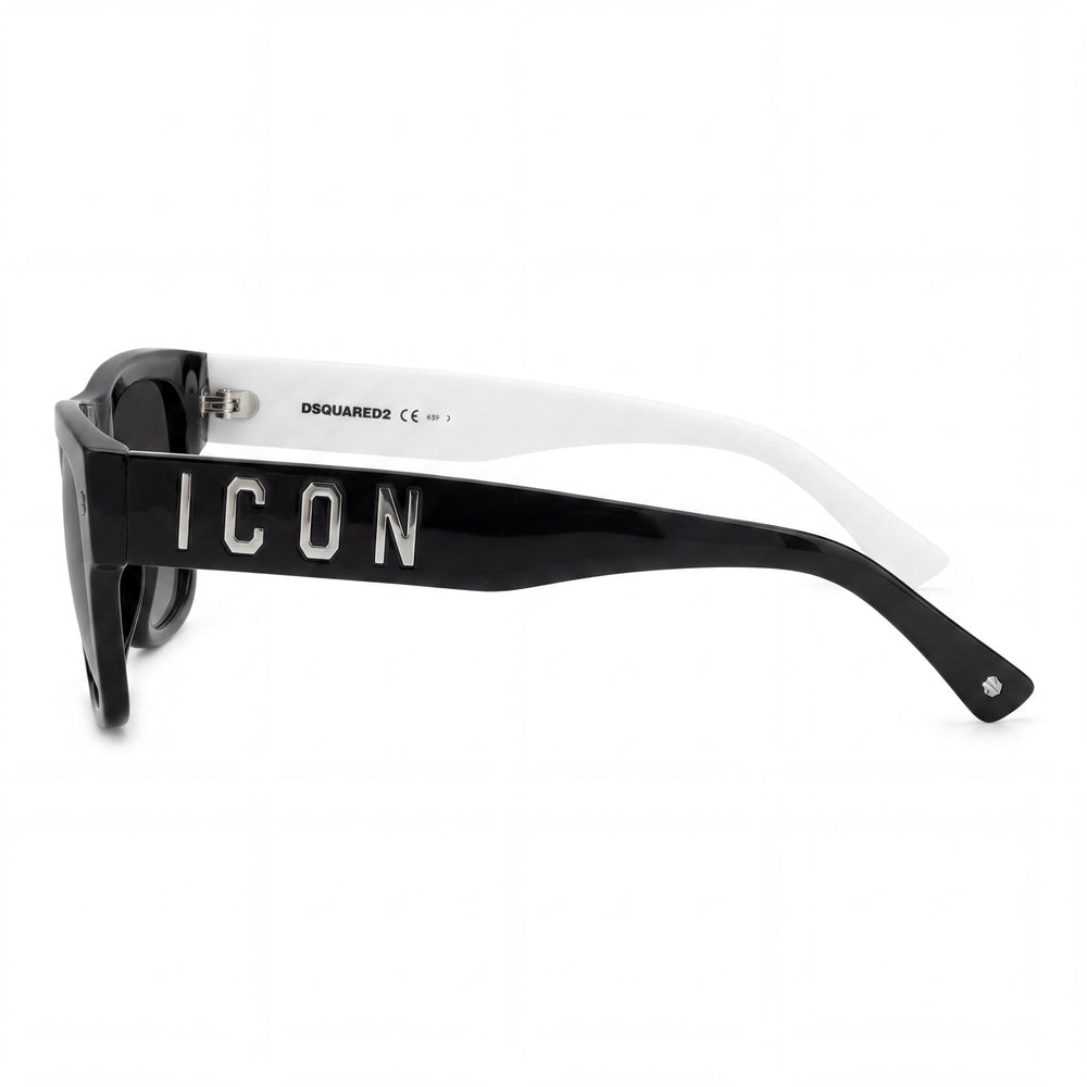 DSQUARED2 Icon 0004/s Gafas de Sol Unisex de Estilo Clásico con Montura de Acetato en Negro y Blanco, Protección UV, 55mm