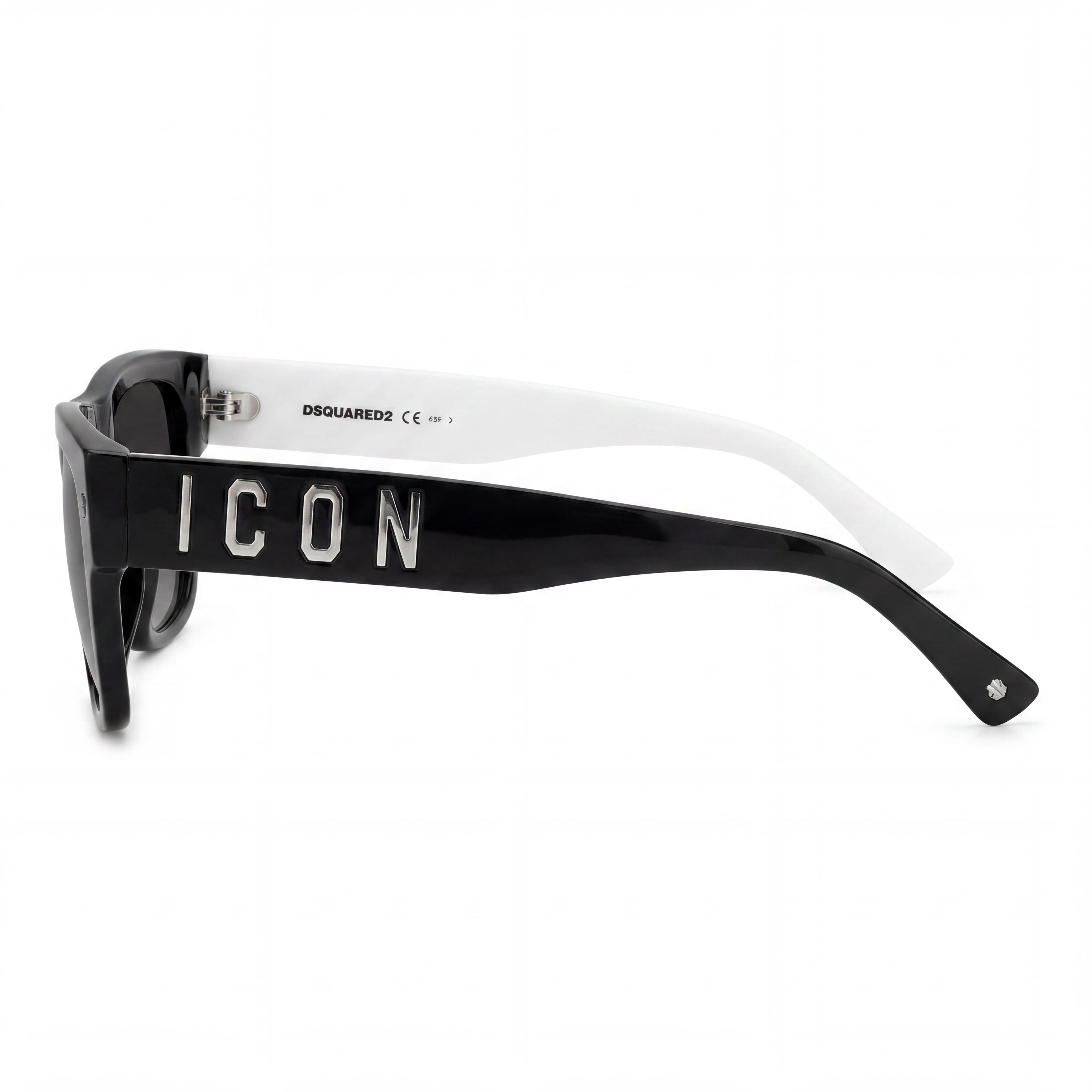 DSQUARED2 Icon 0004/s Gafas de Sol Unisex de Estilo Clásico con Montura de Acetato en Negro y Blanco, Protección UV, 55mm, Photo 2
