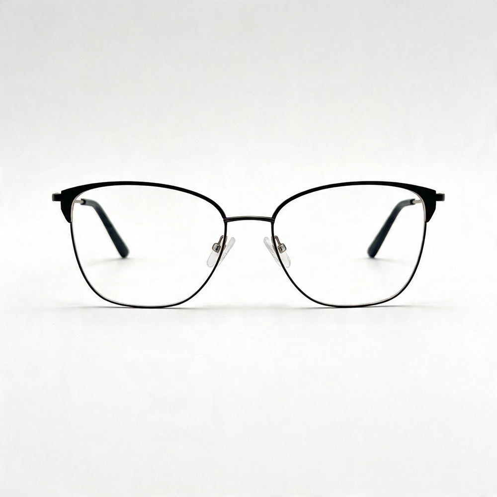 Adensco Classic Men's Black Metal Non- Multicolor Polycarbonate Eyeglasses 53-16-135
