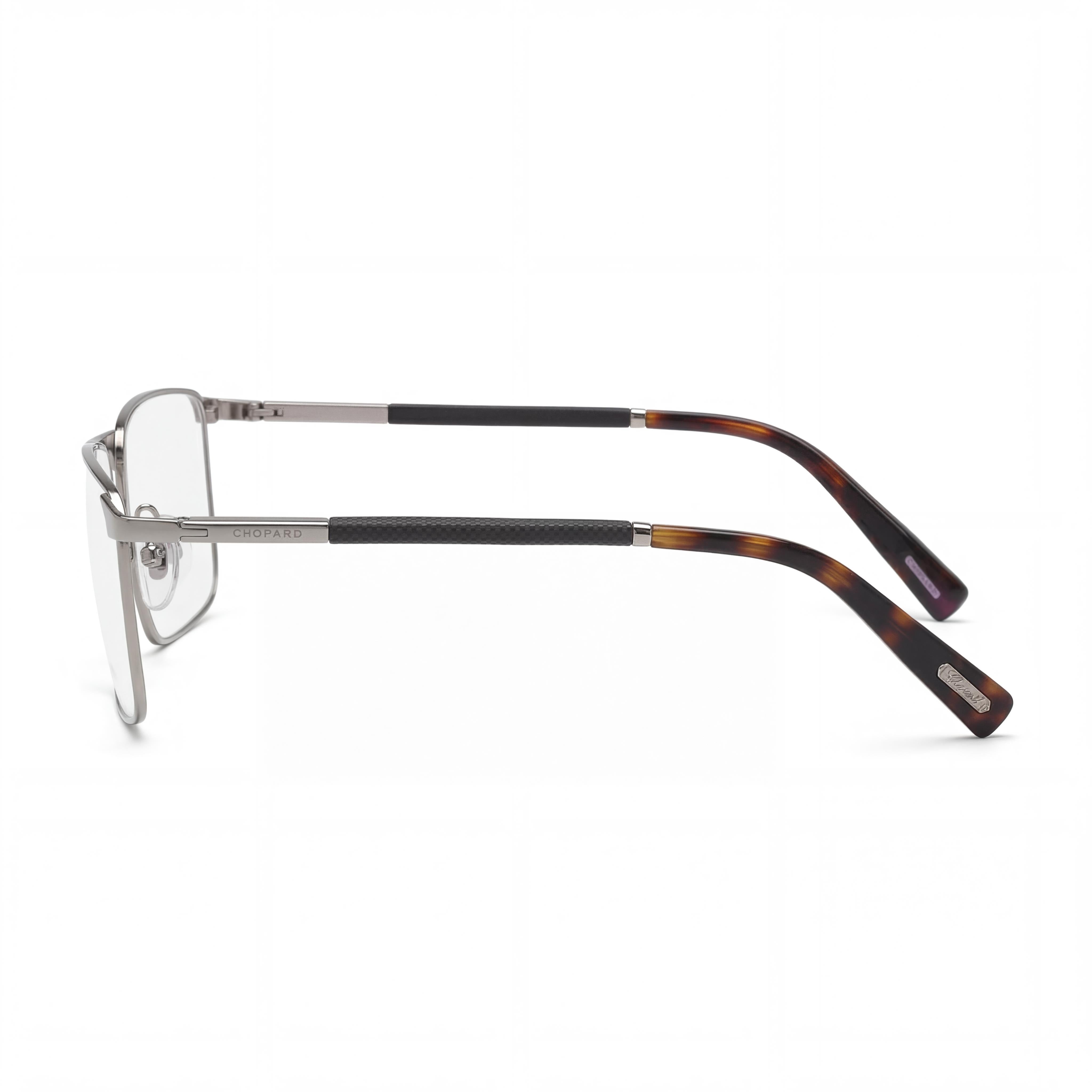 Chopard Modern Men's Square Optical Frames, Shiny Ruthenium, Prescription Ready, Size 58-16-145, Photo 3