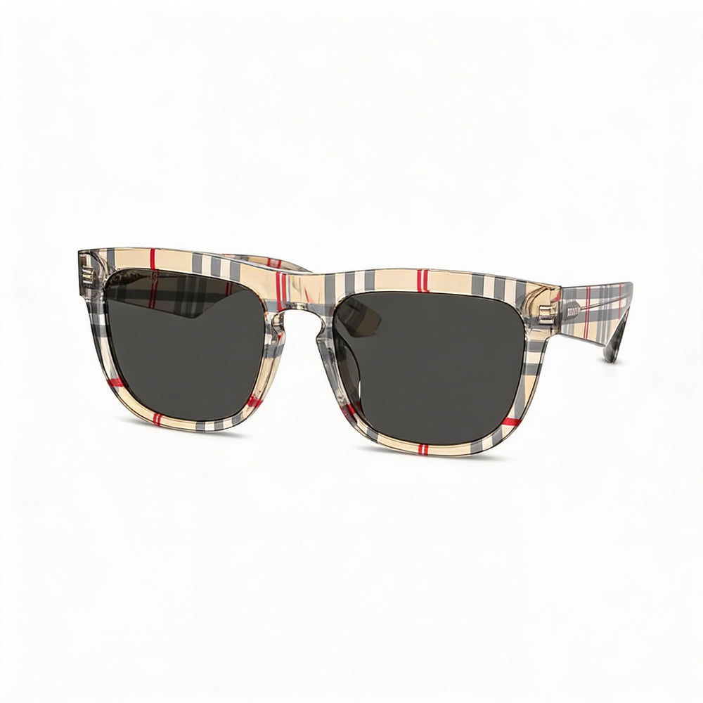 Gafas de sol cuadradas de acetato para hombre Burberry BE4431U, montura en color Havana Gris Sólido, lentes en color Gris Oscuro, 56 mm, 100 % protección UV