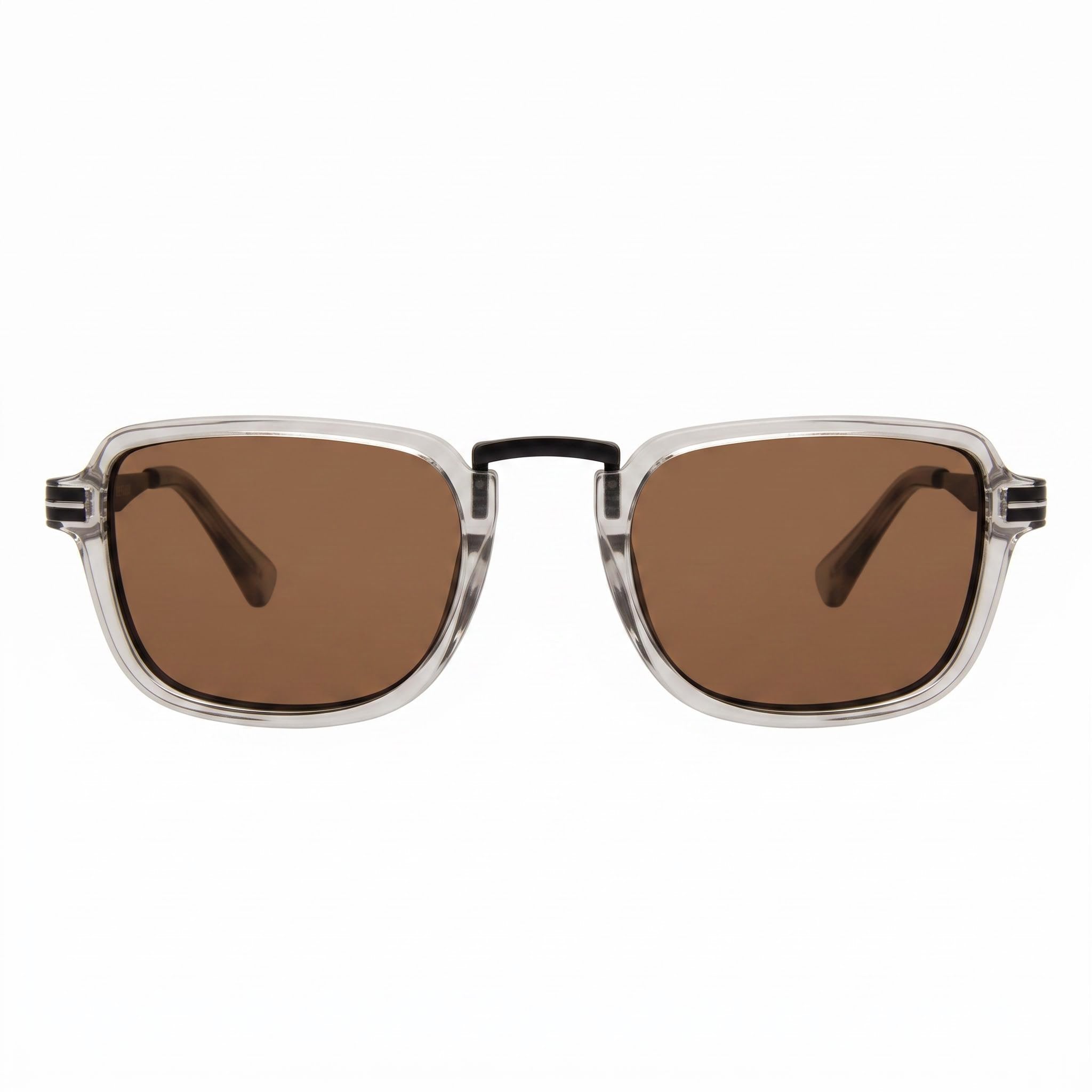 PRIVÉ REVAUX No Concept Gafas de sol de policarbonato gris cristal dorado con protección UV para hombre de 52 mm, Photo 2