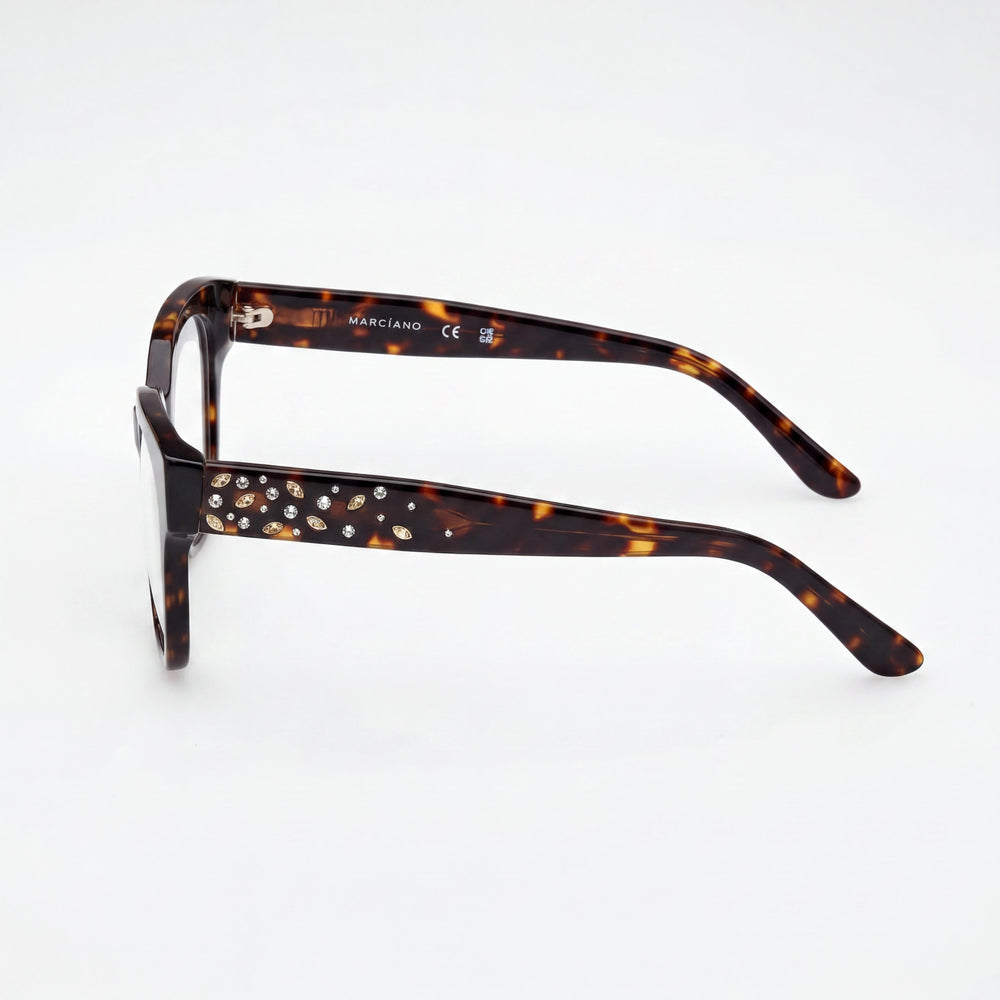 GUESS by Marciano Gm50017 Women's Dark Havana Plastic Frame Eyeglasses with Polycarbonate Lens 52-19-140