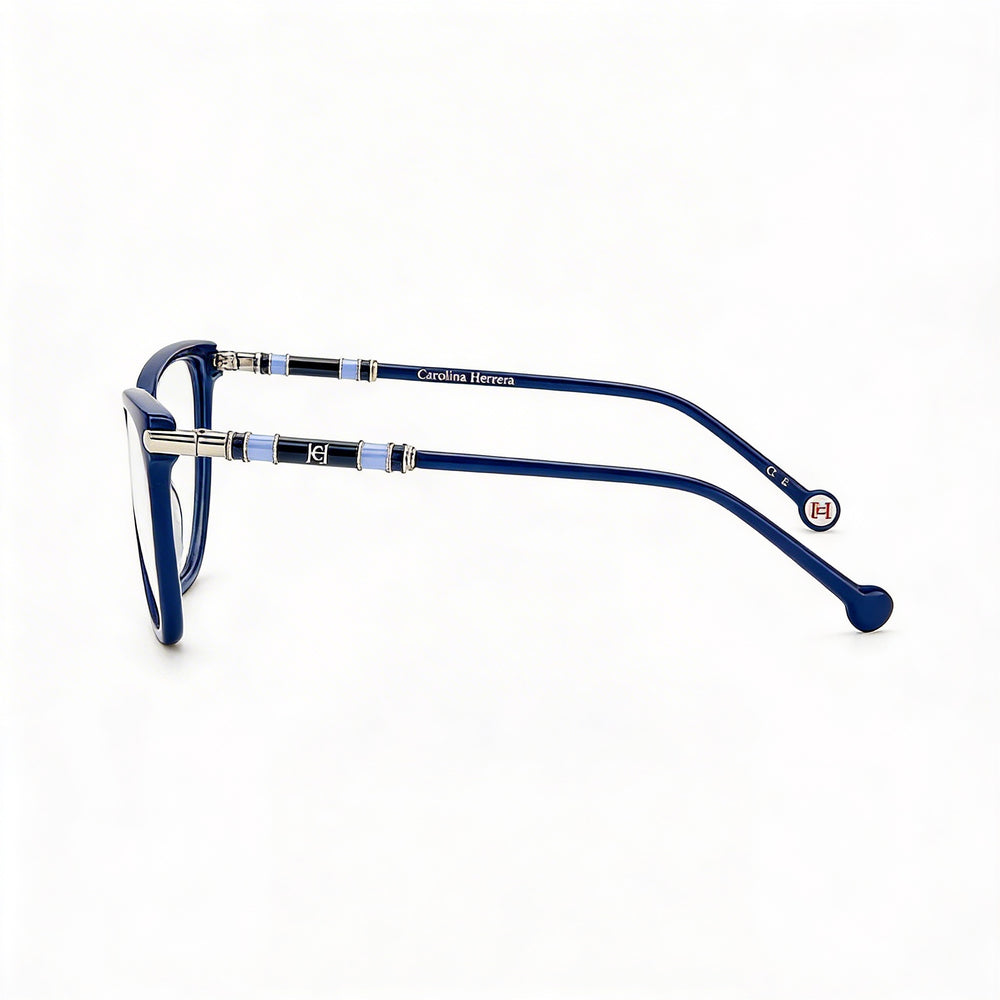 Gafas de sol Carolina Herrera CH 0028 para mujer, montura de acetato azul, diseño ojo de gato, lentes polarizadas de policarbonato, 53 mm