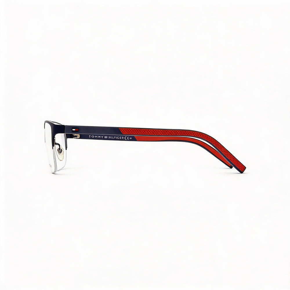 Monturas ópticas Tommy Hilfiger Th 1577/F unisex de aleación de acero azul mate con lentes de policarbonato de 57 mm