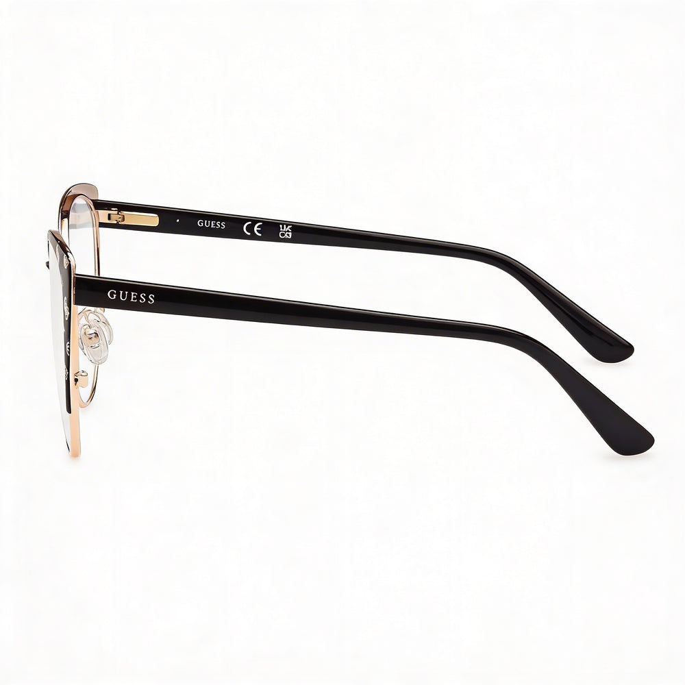 Guess Gu50121 Women's Matte Black, Shiny Black Metal Eyewear with Multicoloured Lenses 145mm