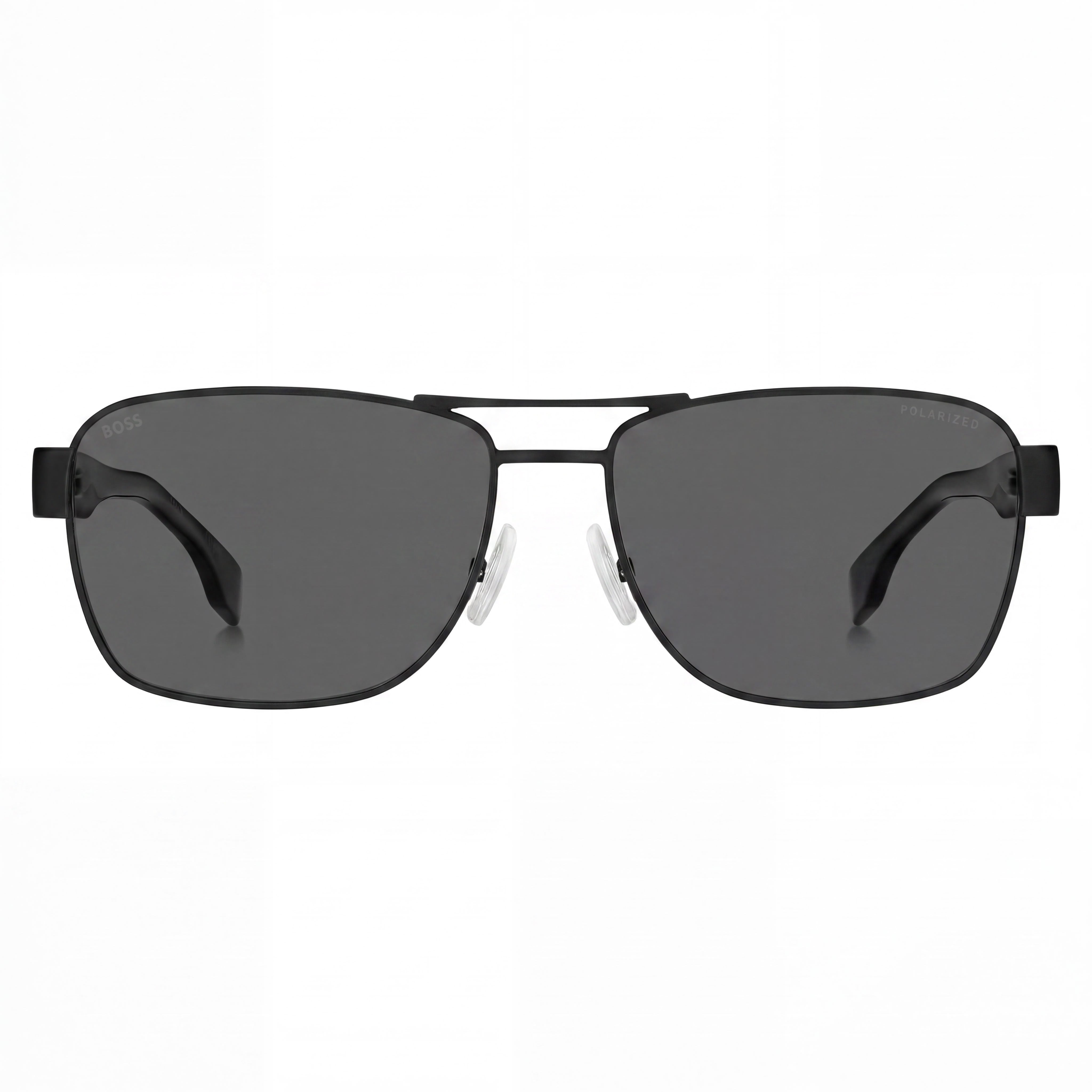 Hugo Boss Boss 1441/S Gafas de sol rectangulares unisex ligeras de acero inoxidable polarizadas grises con protección UV de 60 mm, Photo 2