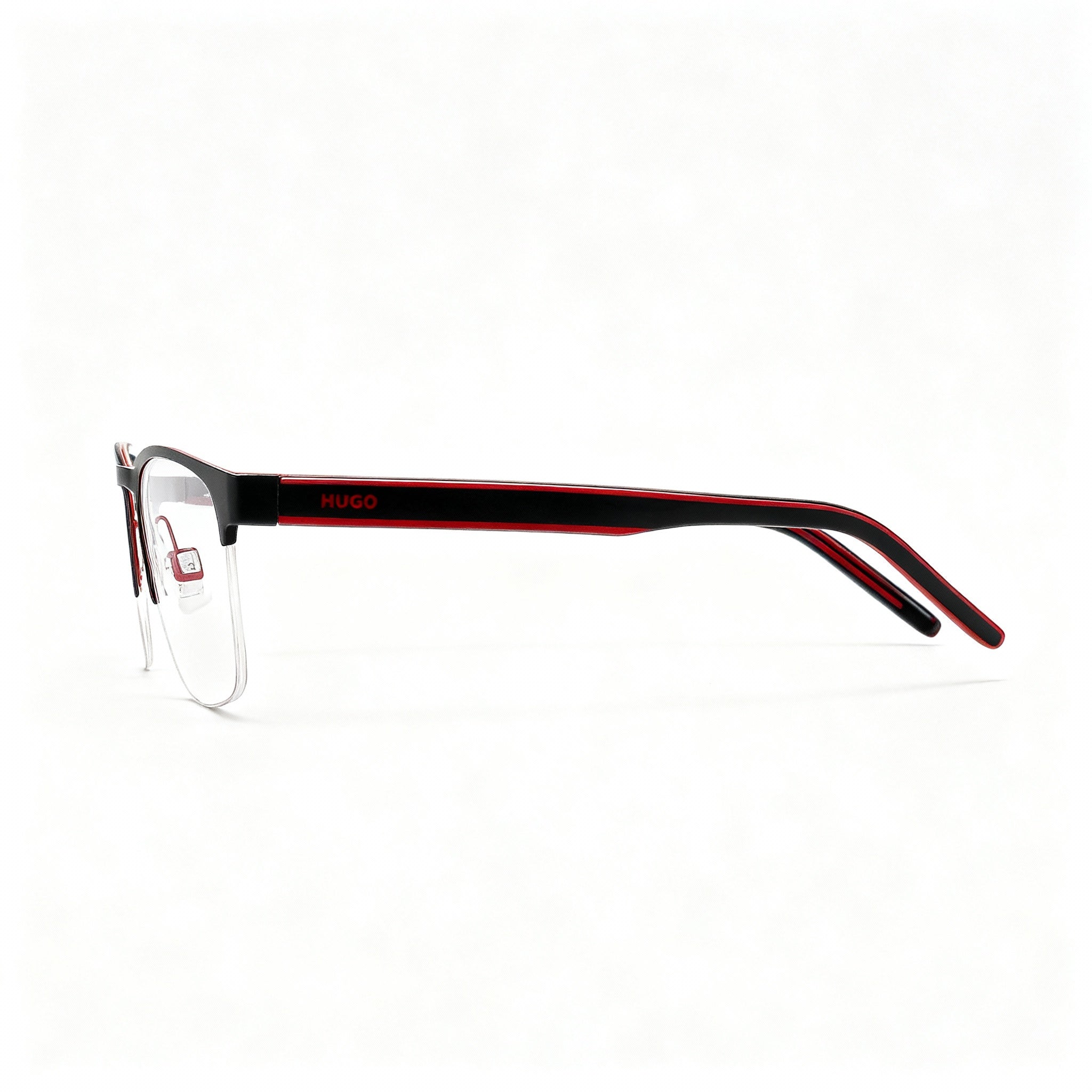 Gafas de sol modernas HUGO para mujer con montura de acero de aleación en negro y rojo y lentes de 53 mm de ancho., Photo 2
