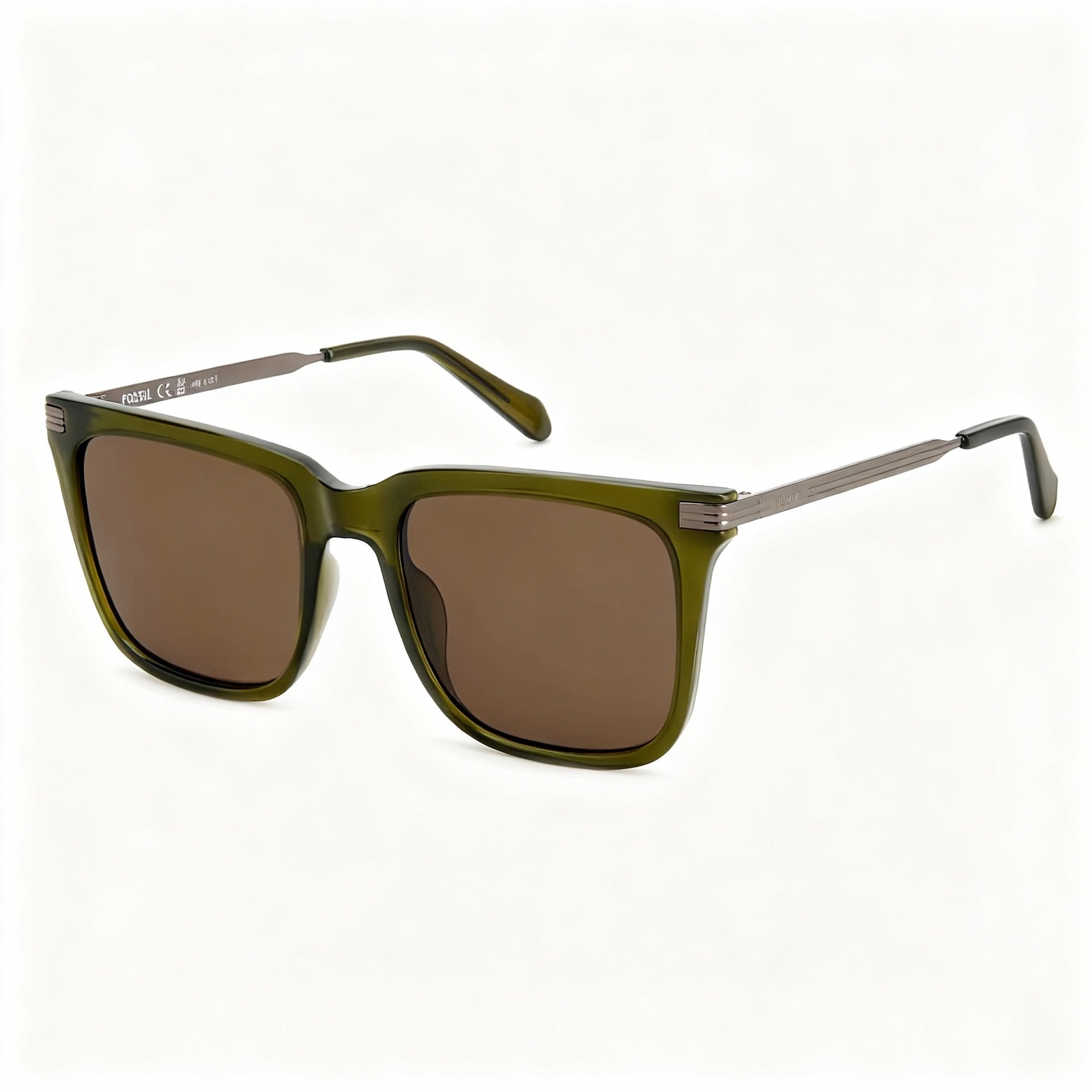 Fossil Fos 3152/G/S Men's Crystal Green Brown Square Cellulose Propionate Non-Polarized Sunglasses 56-20-145, Photo 3