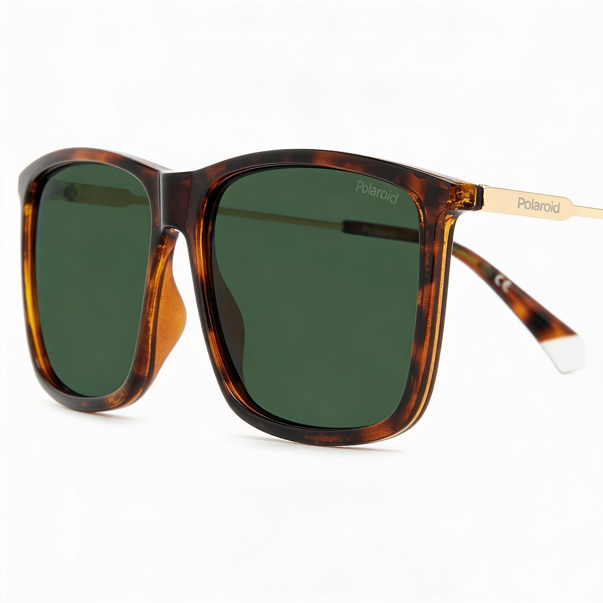 Polaroid Minimalist Unisex Havana Eco Co-Polyester Green Polarized UV Protection Sunglasses 59mm, Photo 1