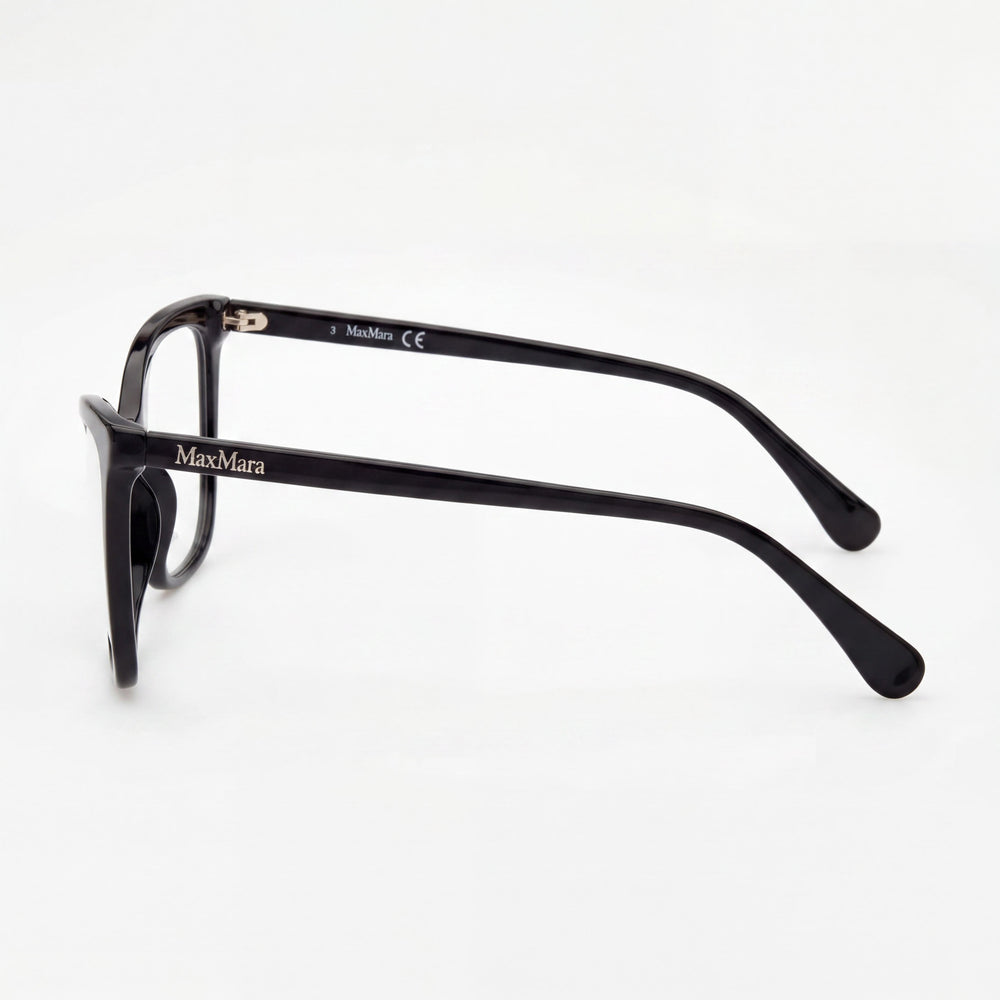 MaxMara MM5060 001 Women's Cat Eye Full Rim Glossy Black Plastic Frame Eyeglasses with Clear Lens 54mm