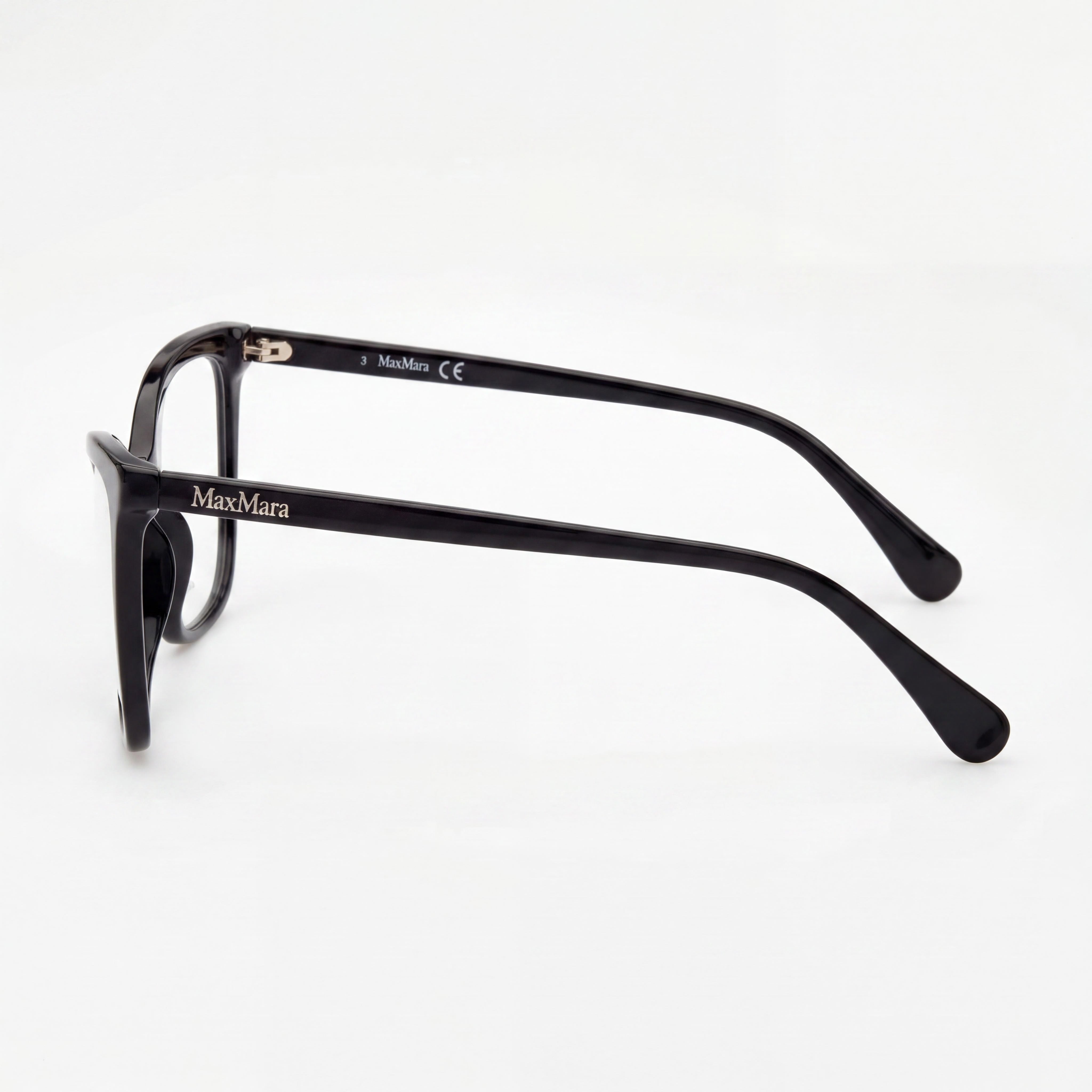 MaxMara MM5060 001 Women's Cat Eye Full Rim Glossy Black Plastic Frame Eyeglasses with Clear Lens 54mm, Photo 3