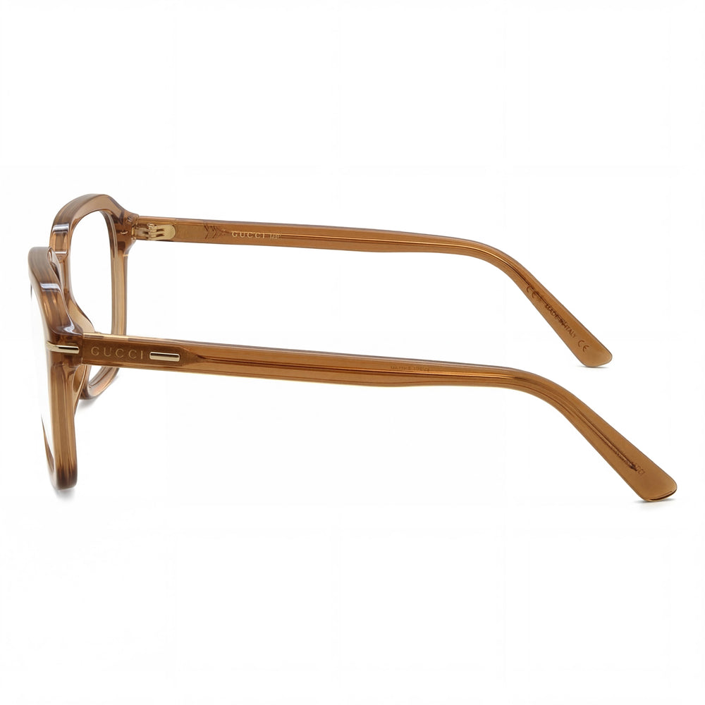 Gucci GG1446O Men's Brown Eco-Acetate Full Rim Rectangle Eyeglasses with Non- Clear Lenses 56mm