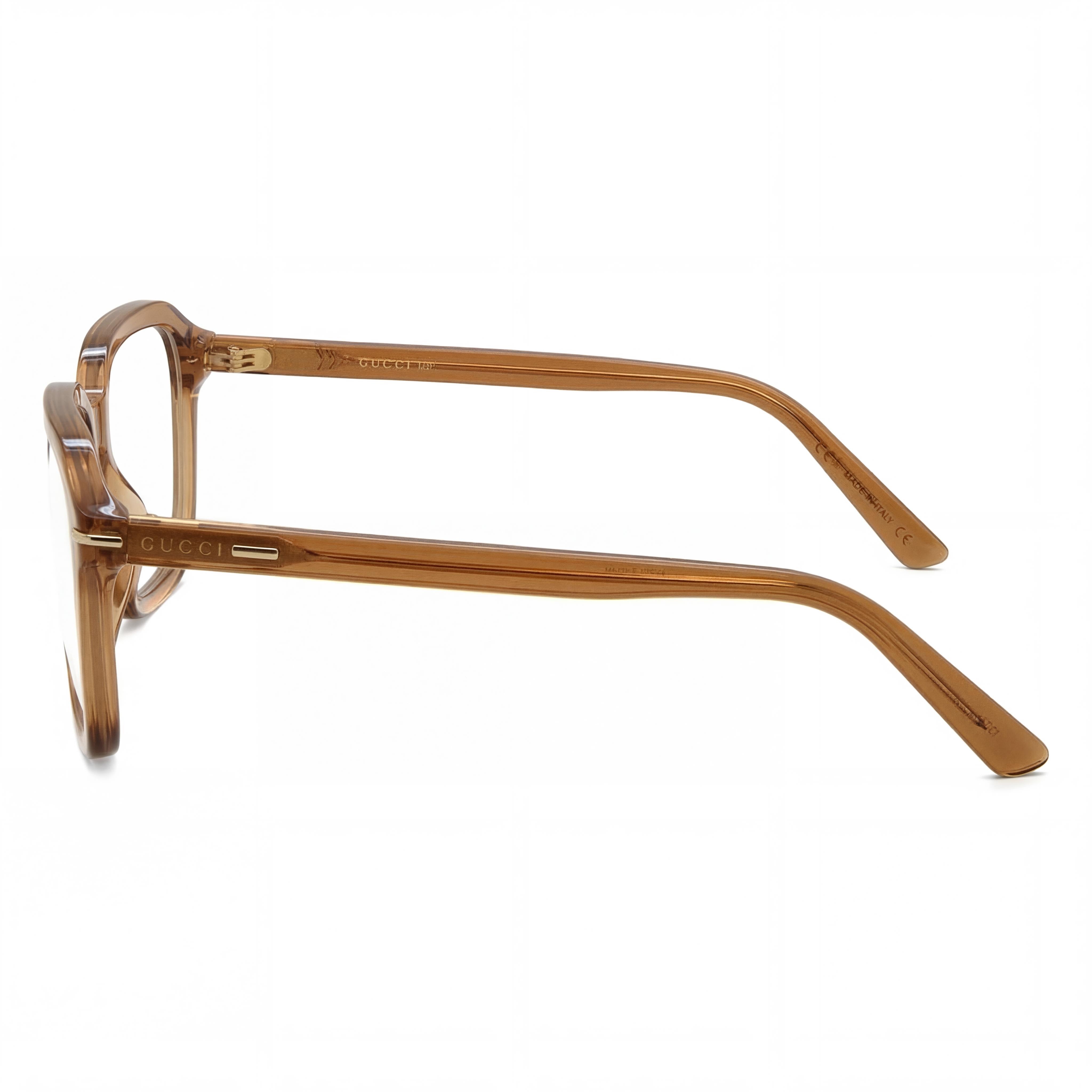 Gafas Gucci GG1446O rectangulares de montura completa para hombre en acetato ecológico marrón con cristales no transparentes de 56 mm, Photo 3