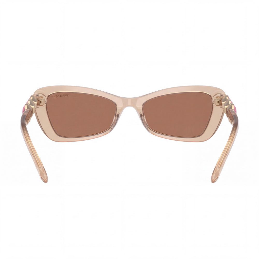 Gafas de sol Swarovski 0SK6033 para mujer, de plástico con forma de mariposa, no polarizadas, lentes marrones, marrón beige lechoso, con protección UV, 54 mm