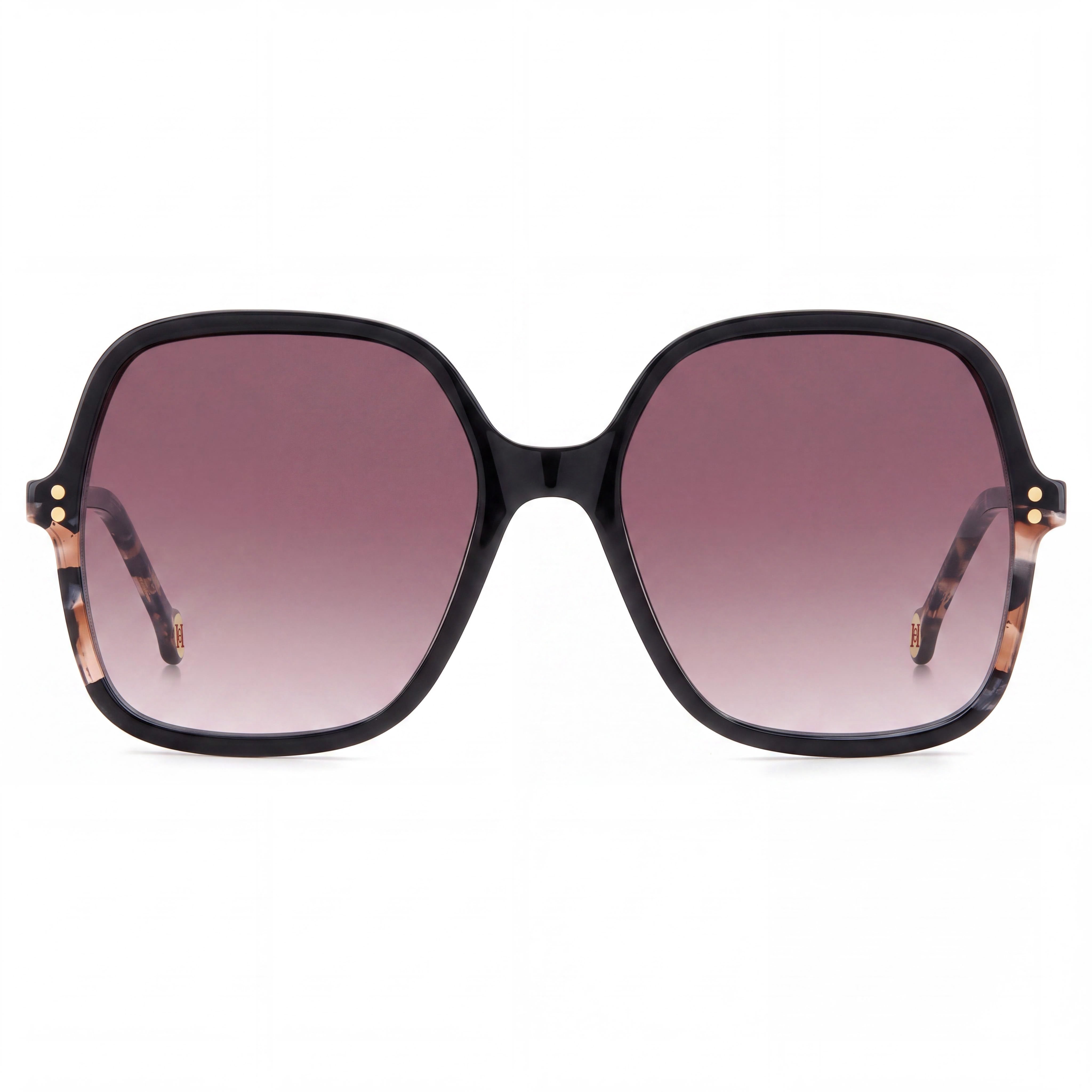 Gafas de sol Carolina Herrera modernas de acetato con protección UV no polarizadas para mujer, armazón Habana negro, lentes en doble tono rosado de 56 mm, Photo 2