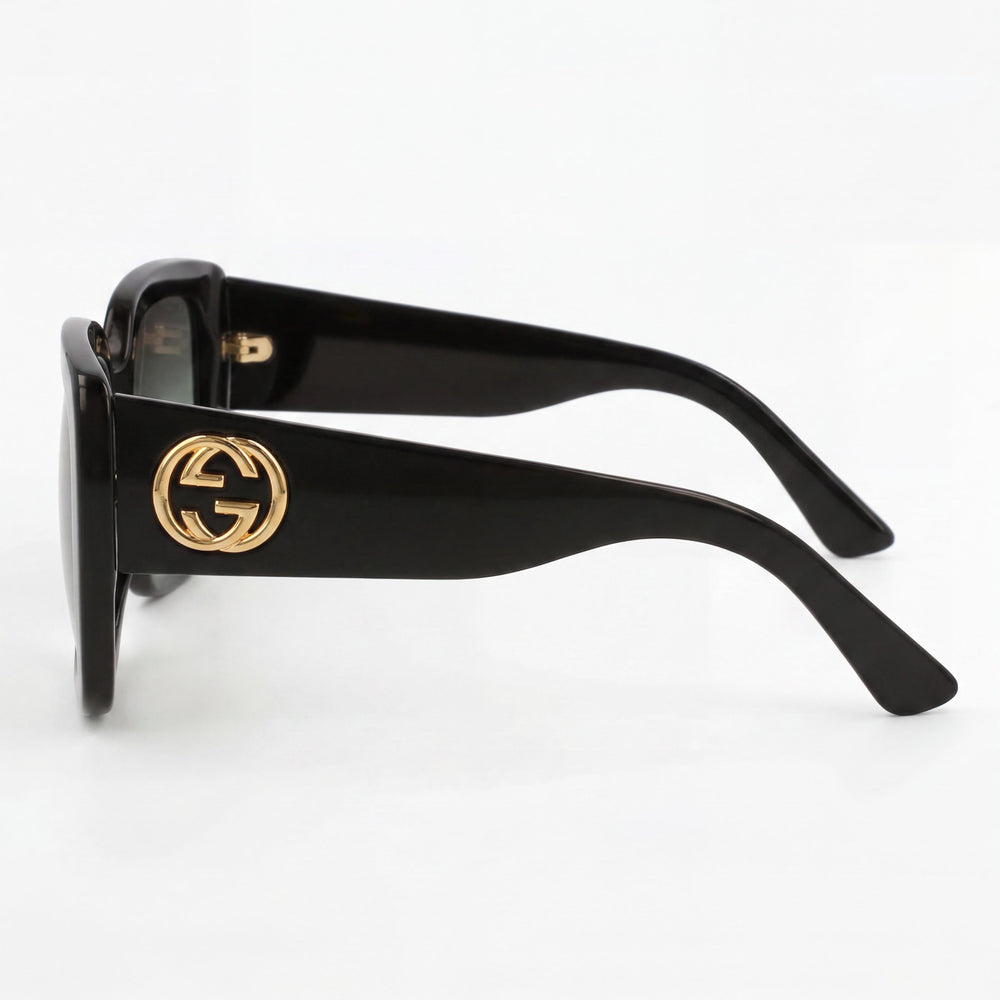 Gucci GG0141SN Women's Black Plastic Full Rim Square Frame Non-Polarized Grey Gradient Sunglasses 53mm