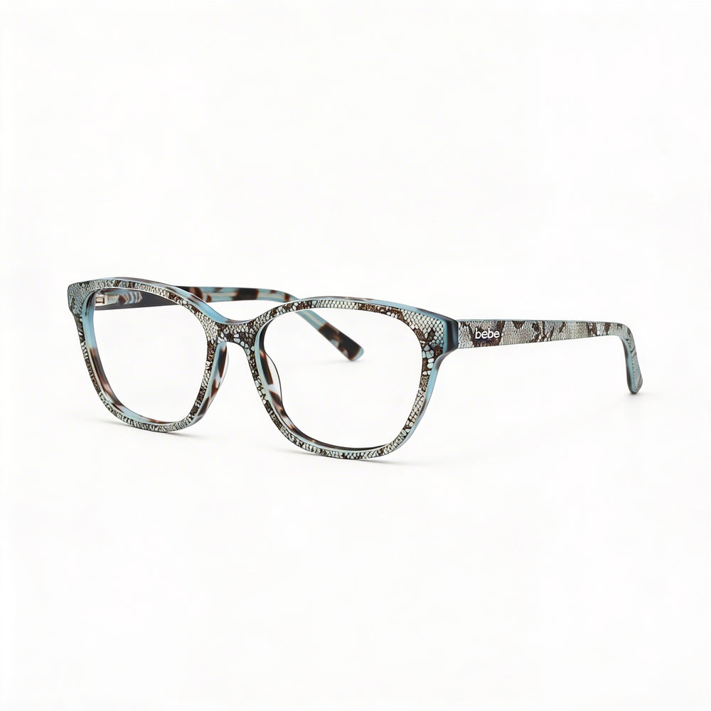bebe Bb5220 Women's Teal Lace Acetate Frame Eyeglasses with Polycarbonate Lenses 55/16/140
