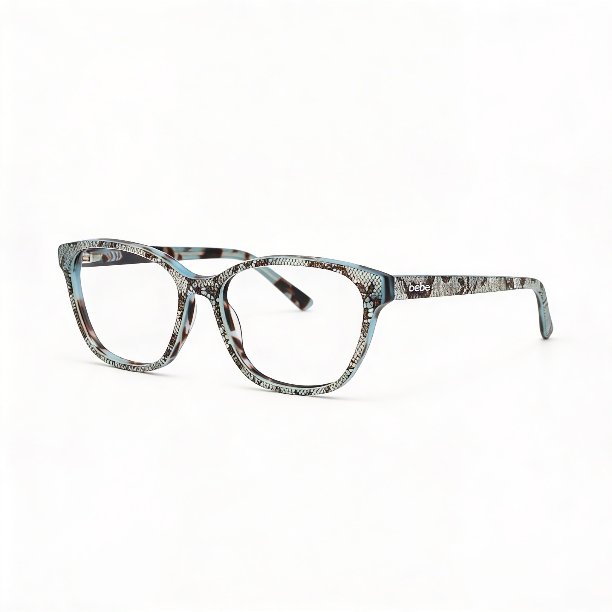 Gafas graduadas de mujer Bebe Bb5220, armazón de acetato de encaje color turquesa con lentes de policarbonato 55/16/140, Photo 1