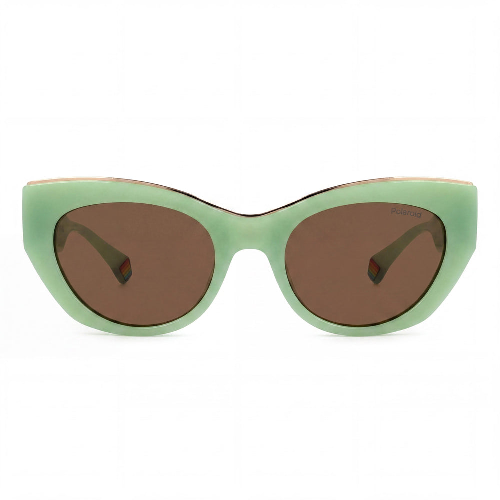Polaroid Women's Casual Frosted Green Polycarbonate UV Protection Sunglasses, Bronze Lenses 50mm