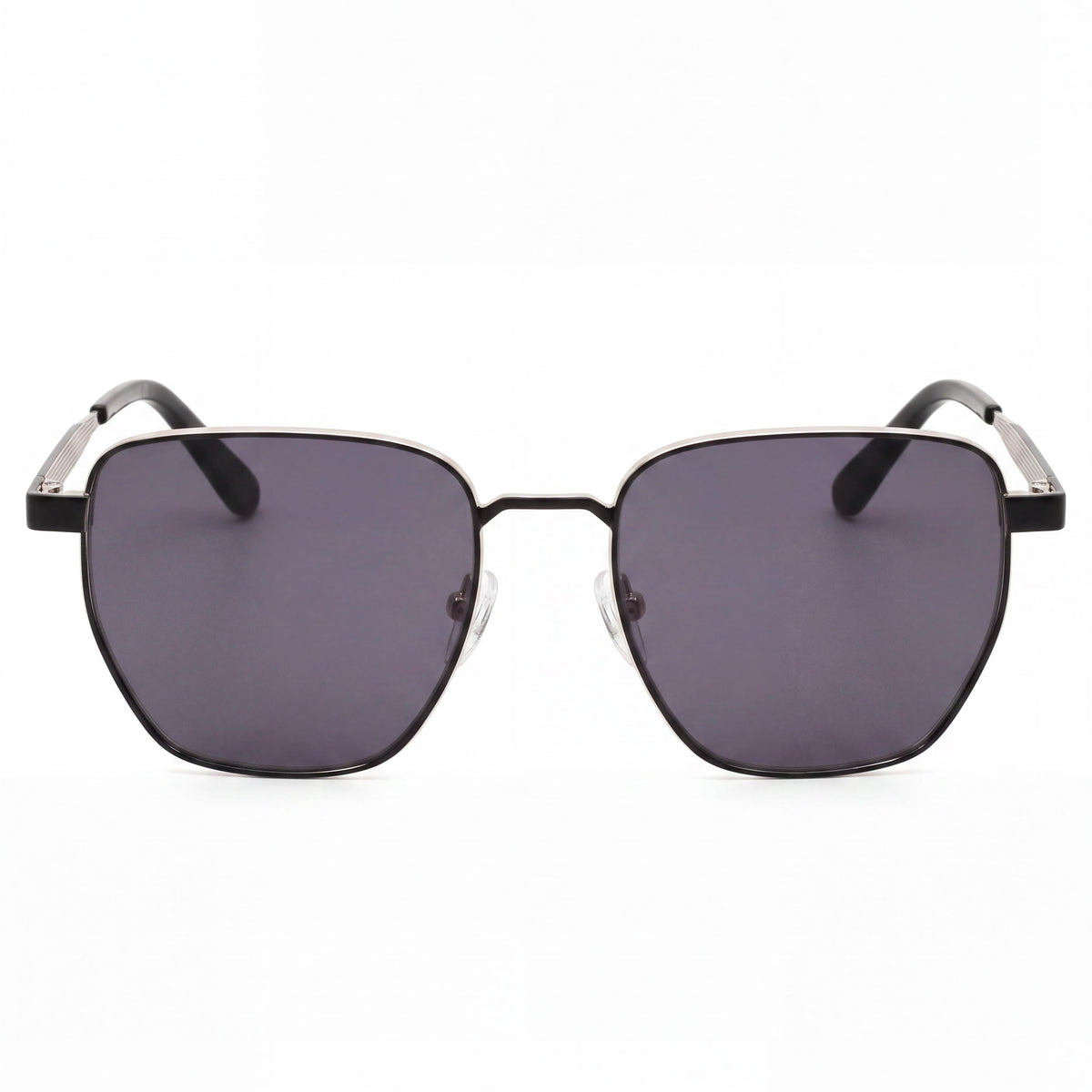 Calvin Klein CK25100SN Gafas de sol cuadradas de metal para mujer, montura negra mate, lentes grises, 100% UV, 53 mm, Photo 2
