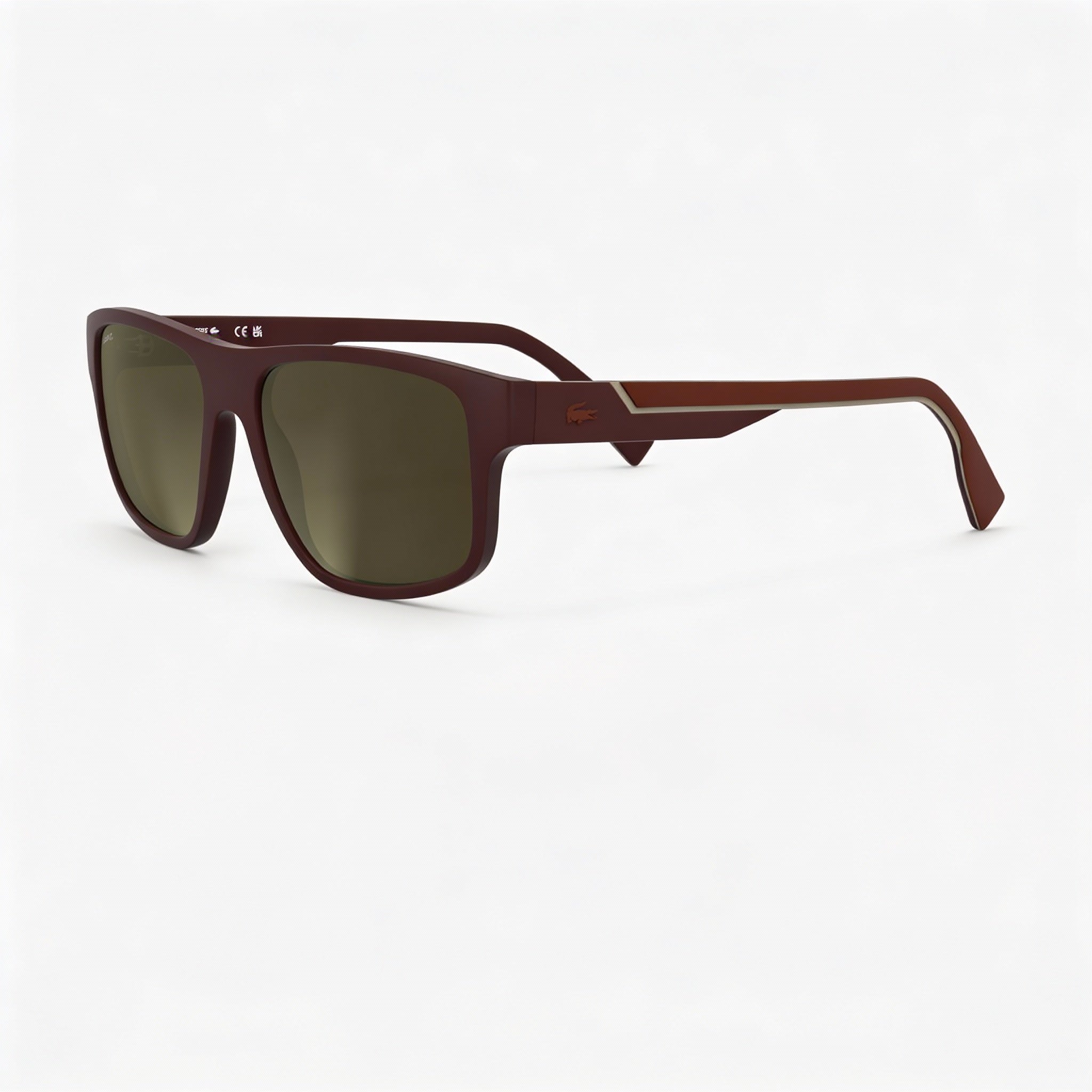 Gafas de sol Lacoste L6057s para hombre con montura de plástico y protección UV, color burdeos mate/espejo marrón, 57 mm, Photo 1