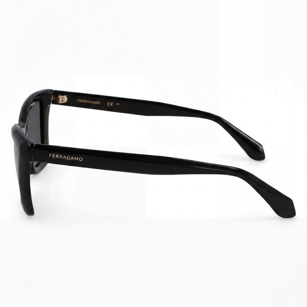 Ferragamo Model Sf2039se Women's Black Acetate Frame Eyewear with Solid Grey Plastic Lenses, Size 53-17-145mm