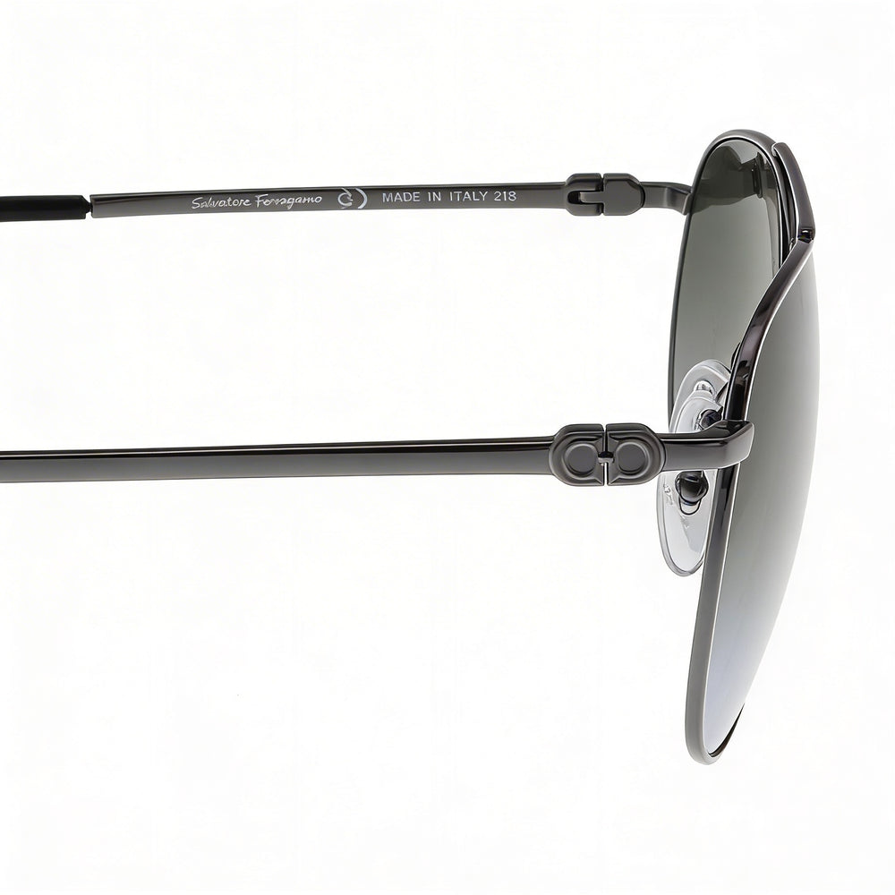 Gafas unisex contemporáneas Ferragamo de plástico rutenio con lentes grises con protección UV de 60 mm