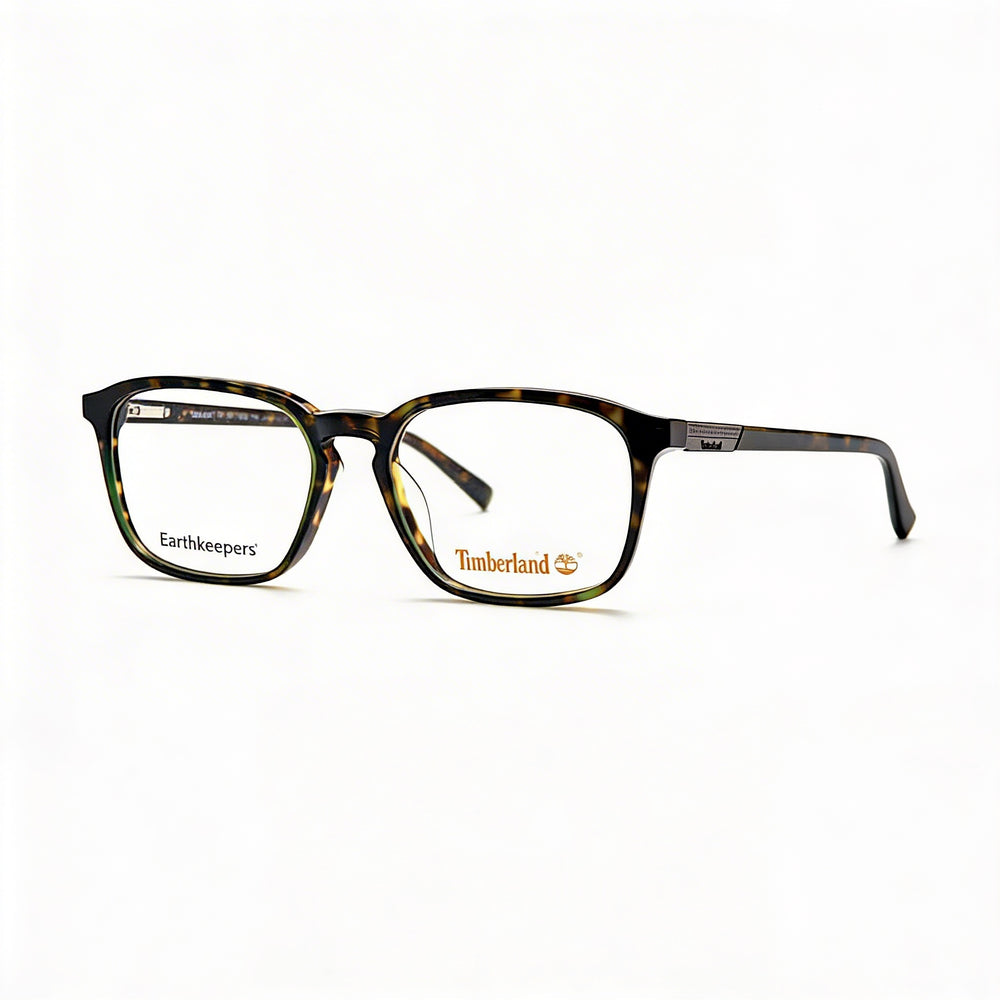 Timberland Casual Men's Dark Green Plastic Frame Transparent Lens Blue Light Blocking Computer Glasses 53mm