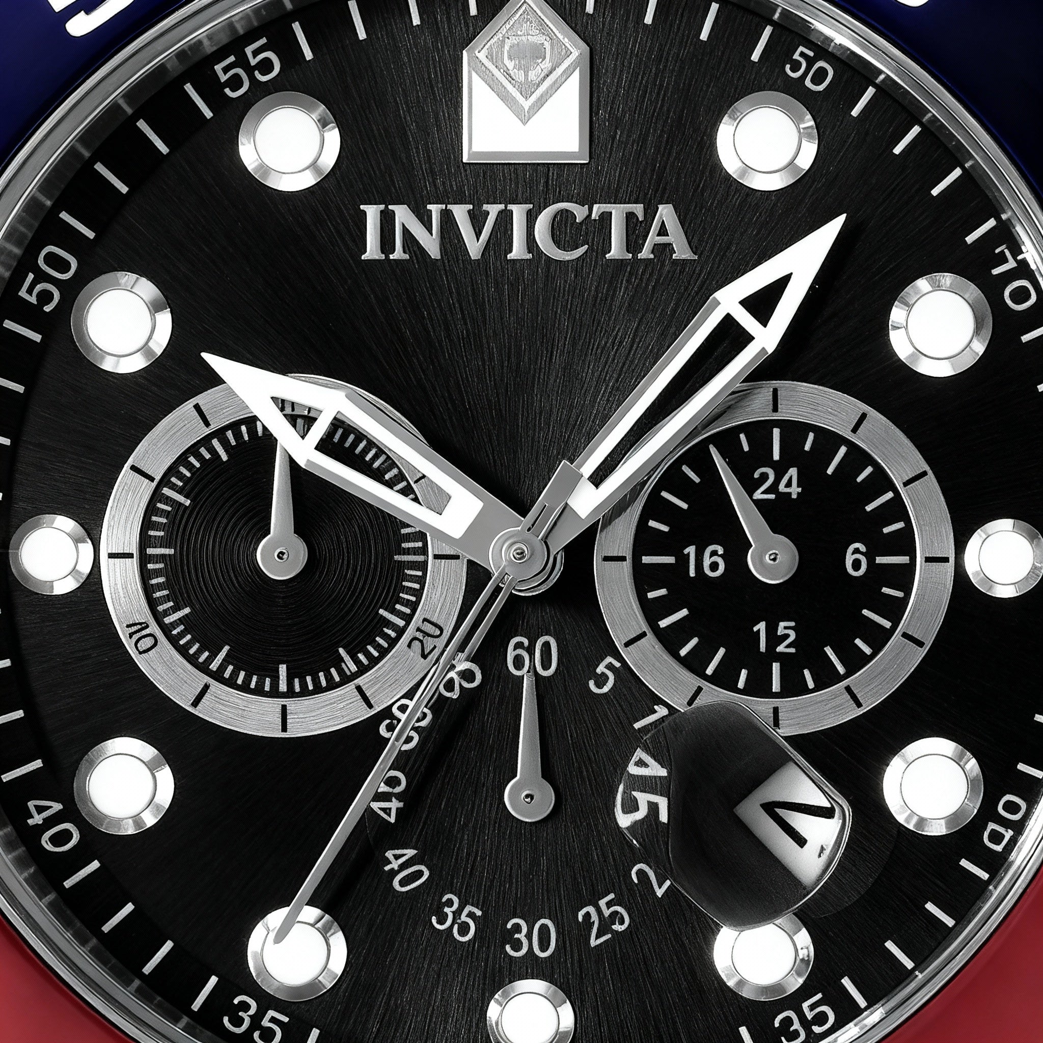 Invicta Men's Pro Diver 47630 Blue Red Black Bezel Stainless Steel Chronograph Watch 48mm