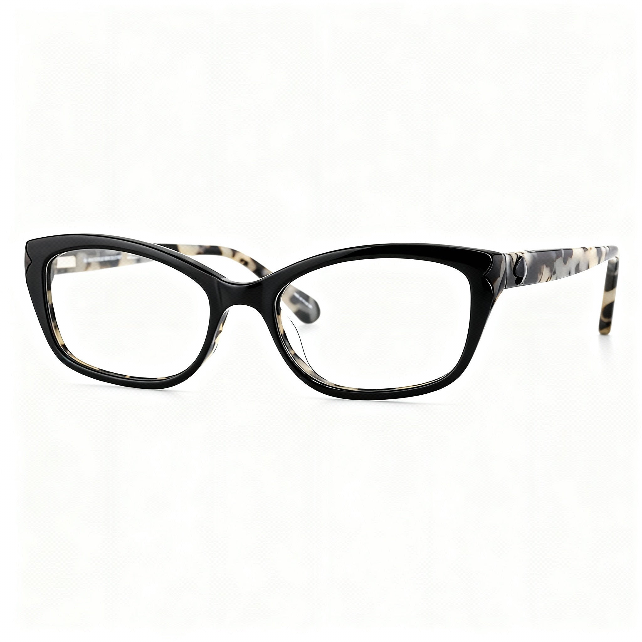 kate spade new york ARABEL TCB Unisex Black White Havana Acetate Cat Eye Modern Eyeglasses 51mm, Photo 3