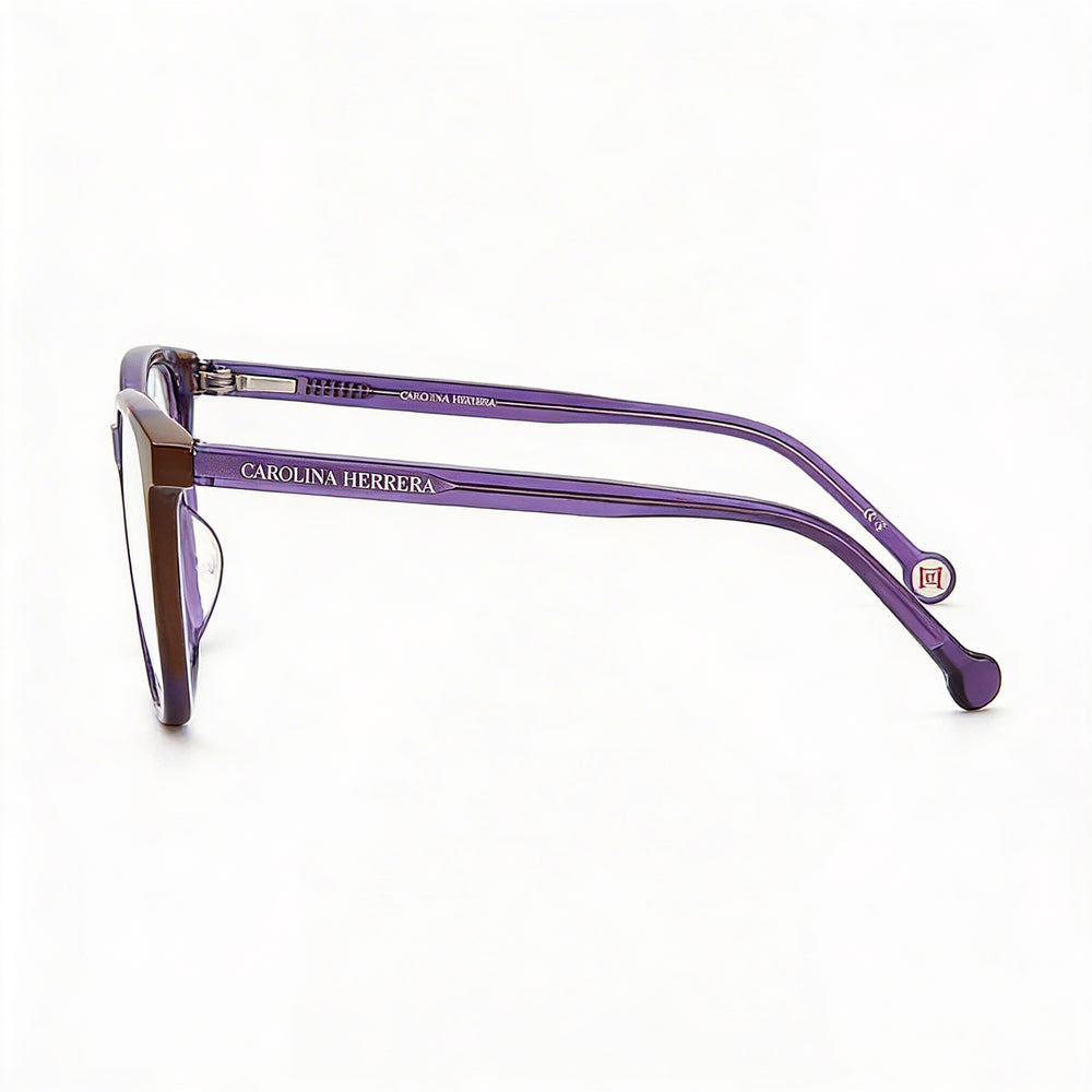 Carolina Herrera CH 0065 Gafas de Mujer, Montura Rectangular Completa, Montura de Acetato Violeta Marrón, 52mm