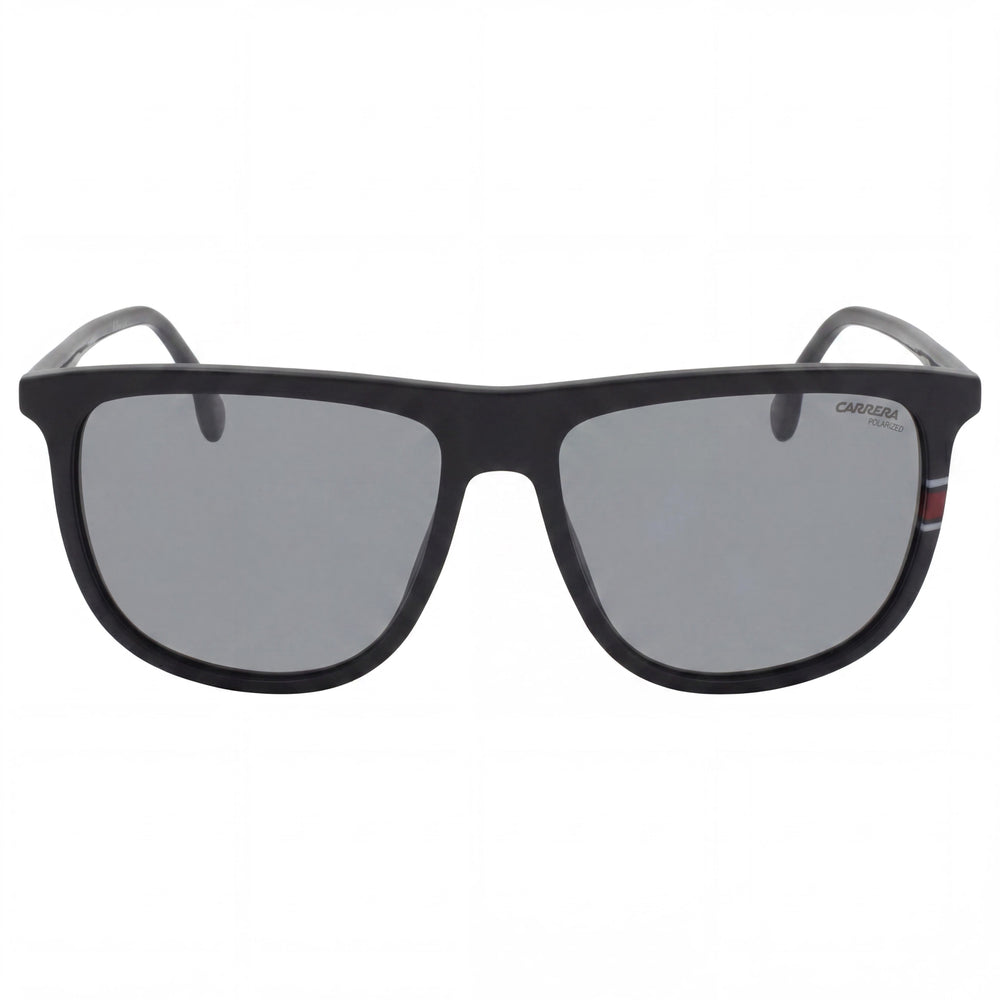 Carrera 218/S Unisex Black Plastic Frame Sunglasses with Grey Polarized Lenses, 100% UV Protection, 58mm