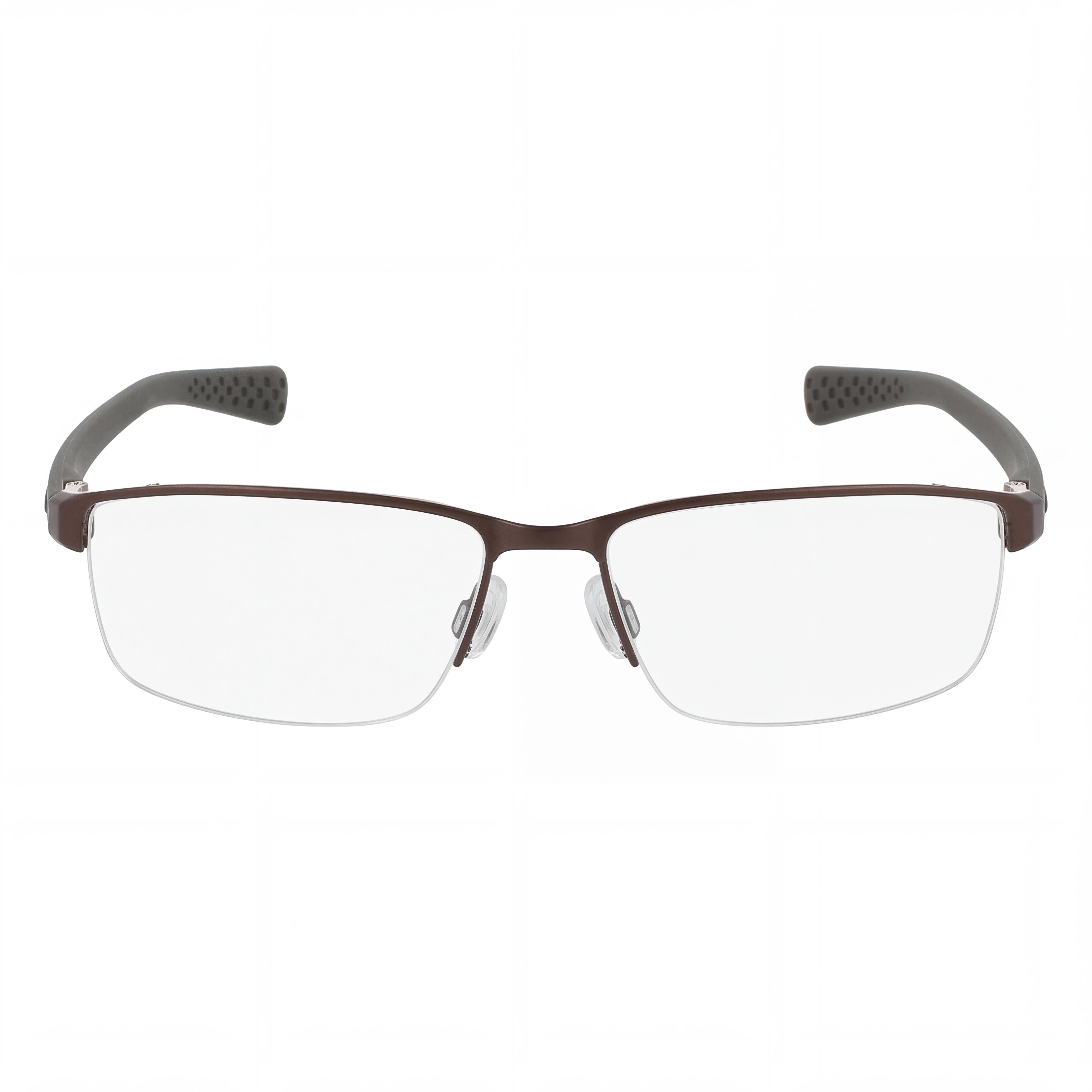 Gafas oftálmicas casuales para hombre Nike, armazón nogal-caqui militar, lentes de plástico transparente 56-16-140, Photo 2