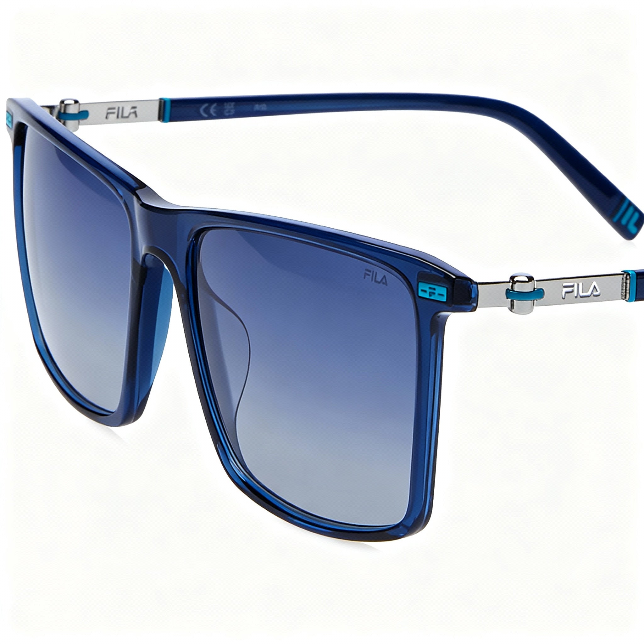 FILA Modern Men's Blue Transparent Acetate Frame Eyewear, Non-Polarized Tritan Lenses, UV Protection 57mm