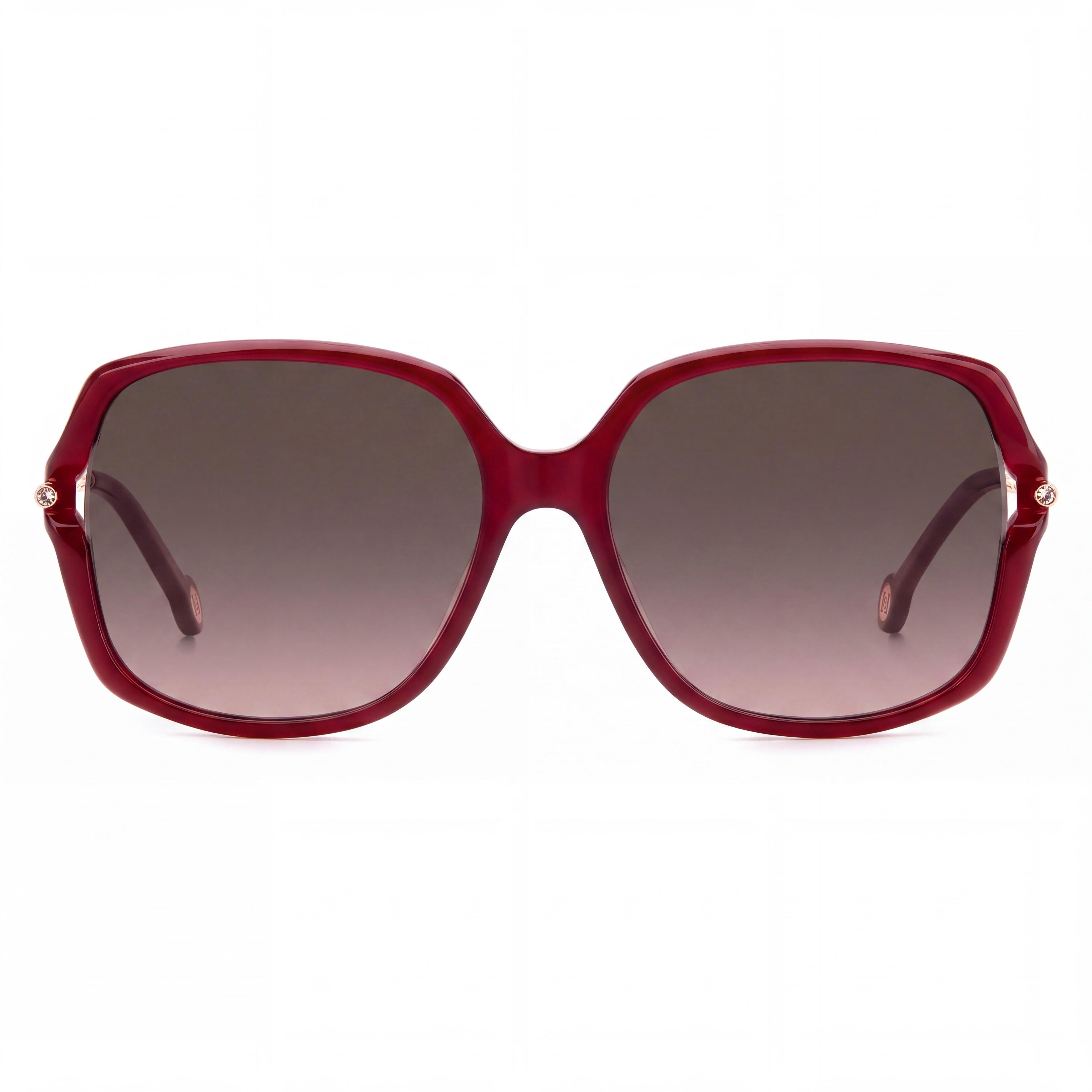 Carolina Herrera Casual Women's Plastic Sunglasses Burgundy Brown Shaded Frame, Brown Shaded Lenses, 100% UV Protection 58mm, Photo 2