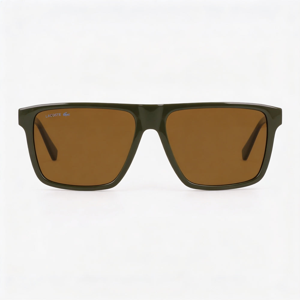 Lacoste L6027s Unisex Plastic Khaki Frame Brown Lenses 57mm UV Protection Sunglasses