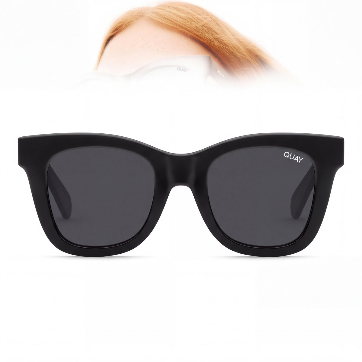 QUAY AUSTRALIA After Hours Women's Modern Black Smoke Polarized Plastic UV Protection Sunglasses 150mm, Photo 2