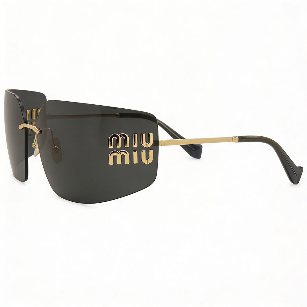Miu Miu Modern Women's Metal Gold Dark Grey Frame Grey Lens Non-Polarized Sunglasses 54mm