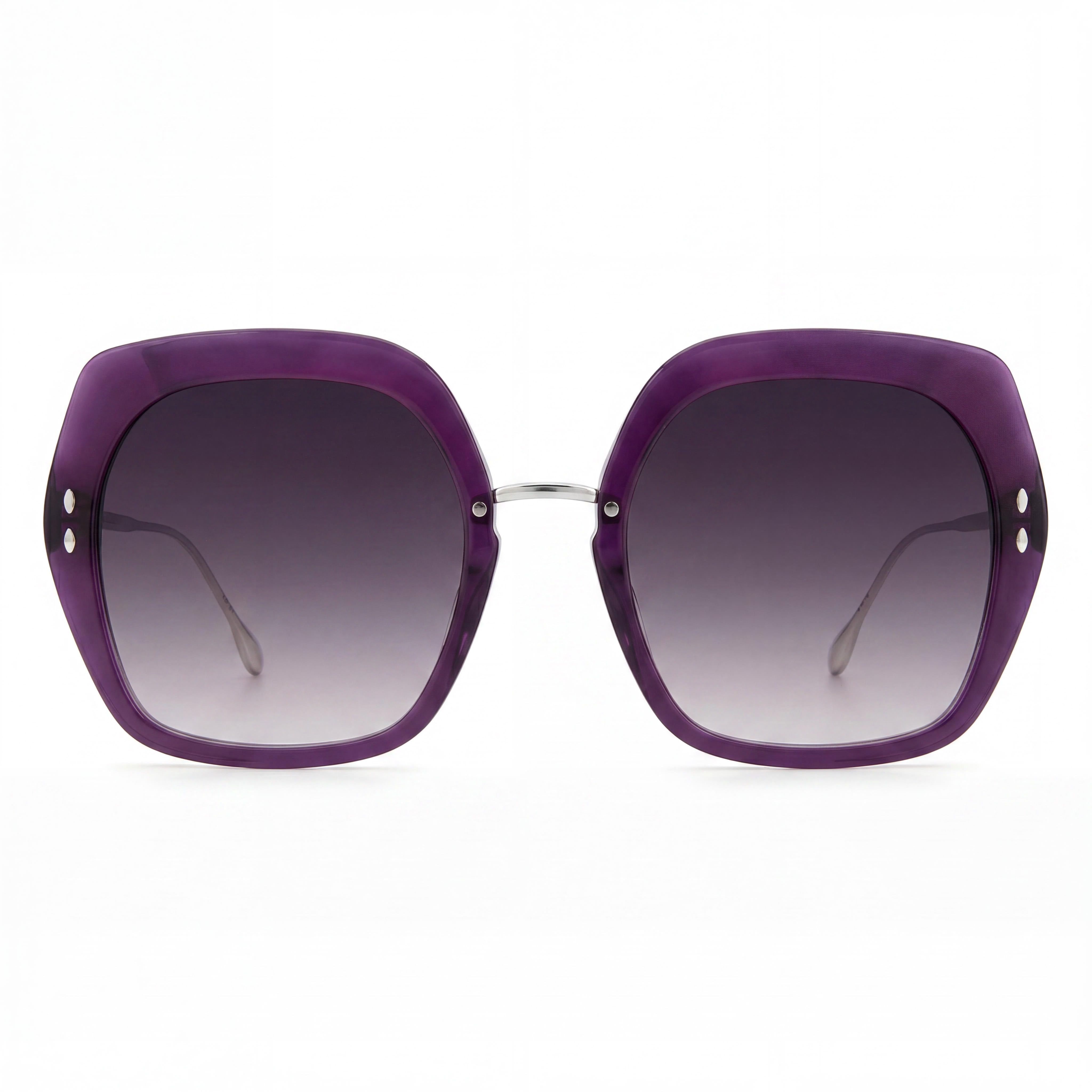 Gafas de sol Isabel Marant Modern para mujer, montura de poliamida, color violeta y plateado, protección UV, ancho de lente de 55 mm, Photo 2
